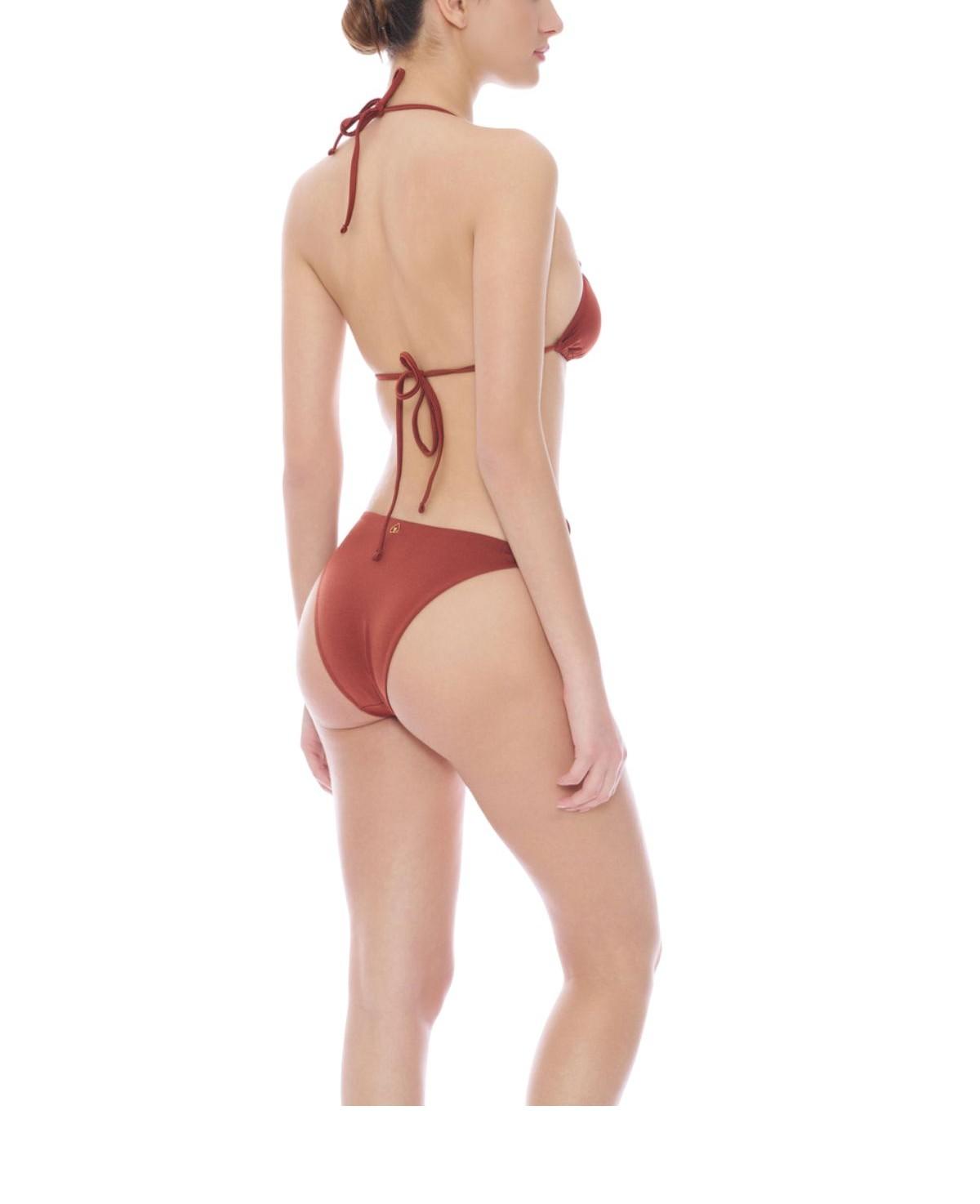 Bikini triangolo con sfere dorate slip regular V6094T+V6097B MARRONE MIss bikini