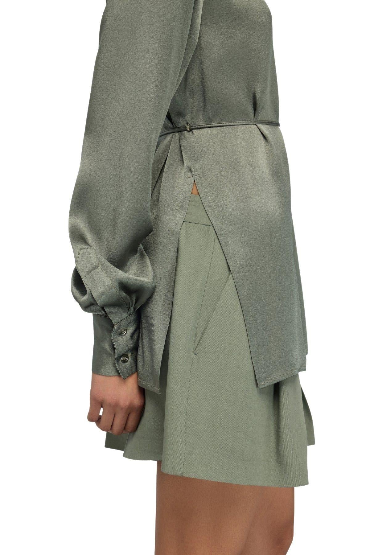 Camicia Juana in raso JUANA Y6SM13 VERDE MAREA SEMICOUTURE