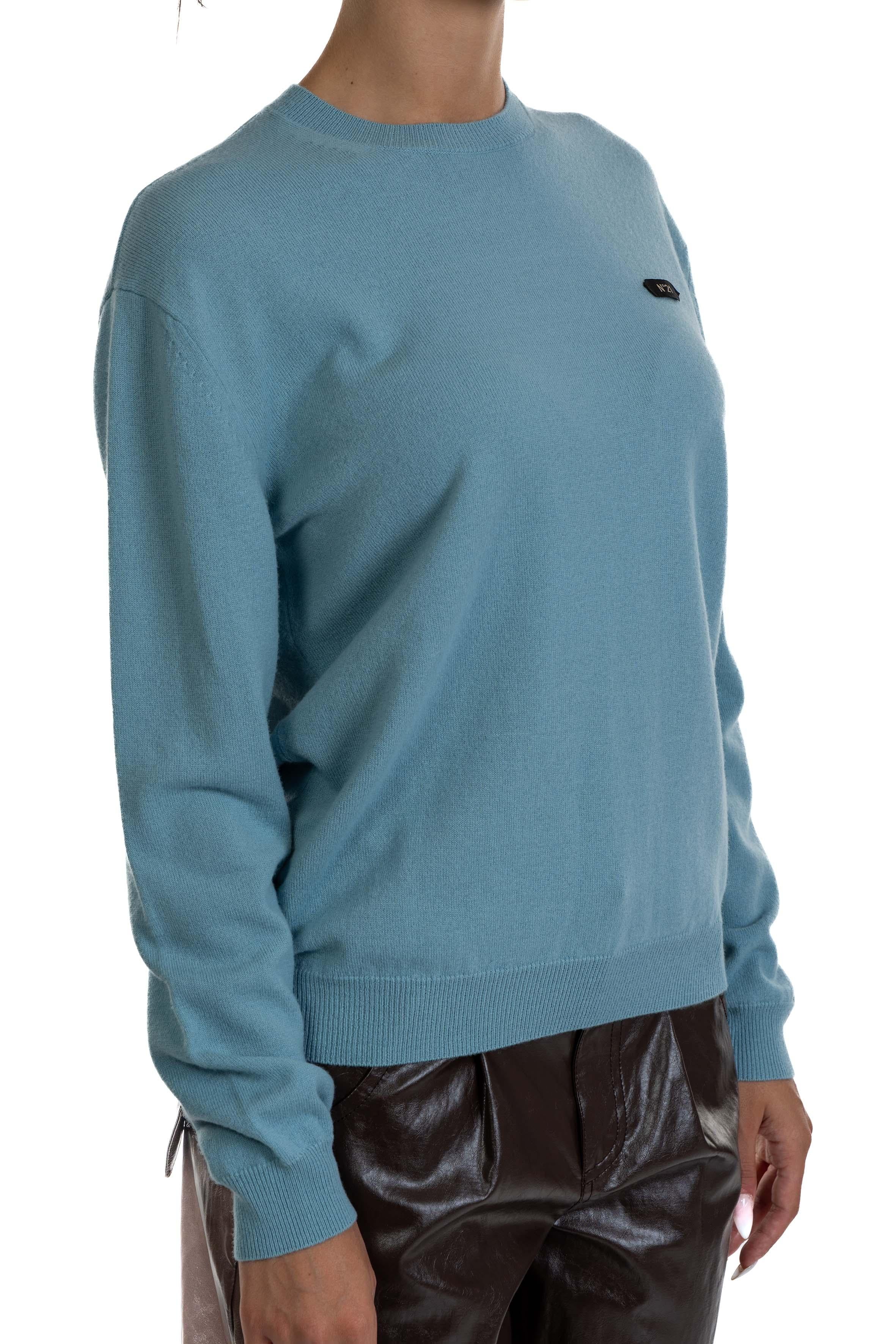 Maglia a girocollo celeste A037 6307 N° 21