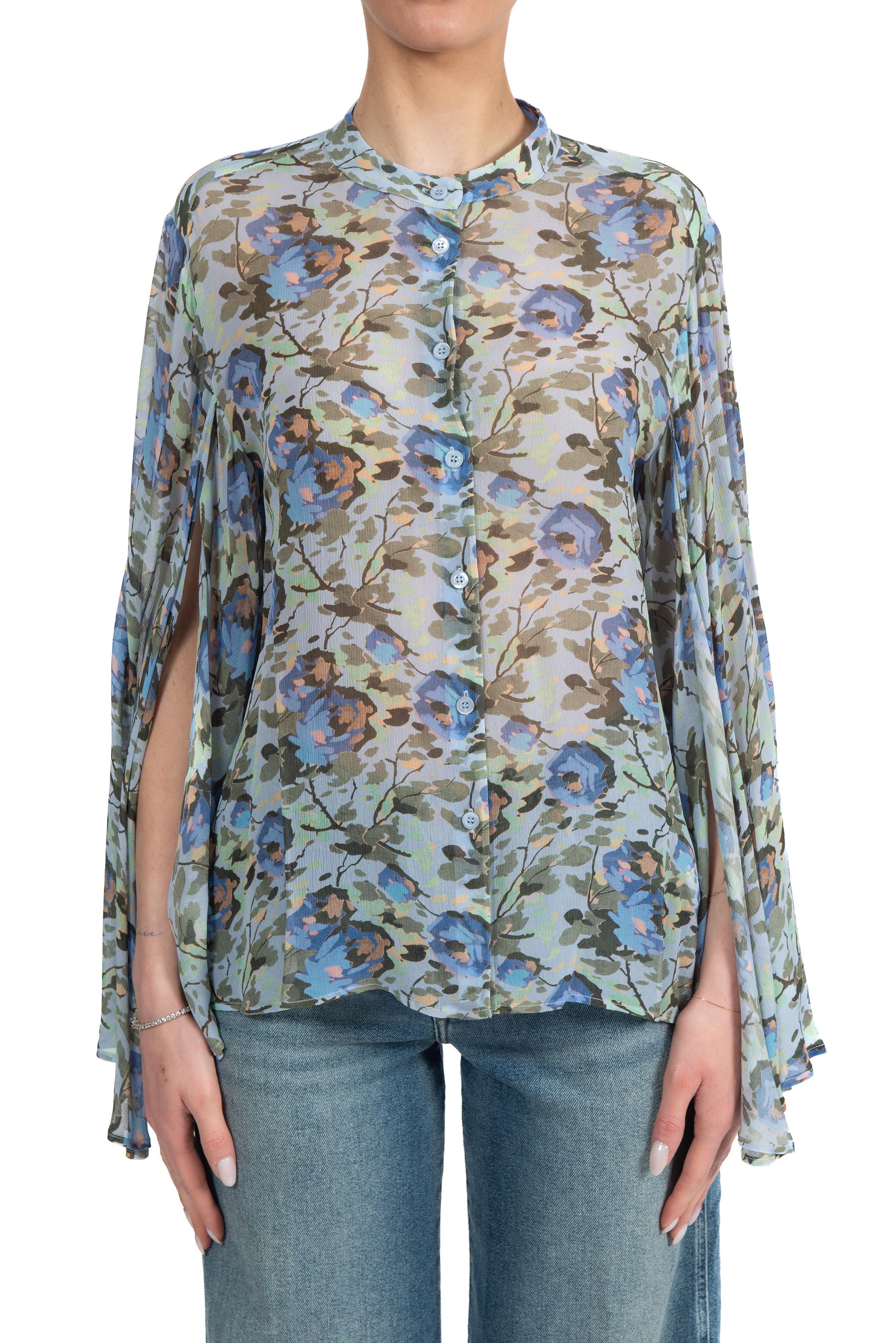 Blusa Tahila stampa fiore TAHILA Y6SS03 ABISSO SEMICOUTURE