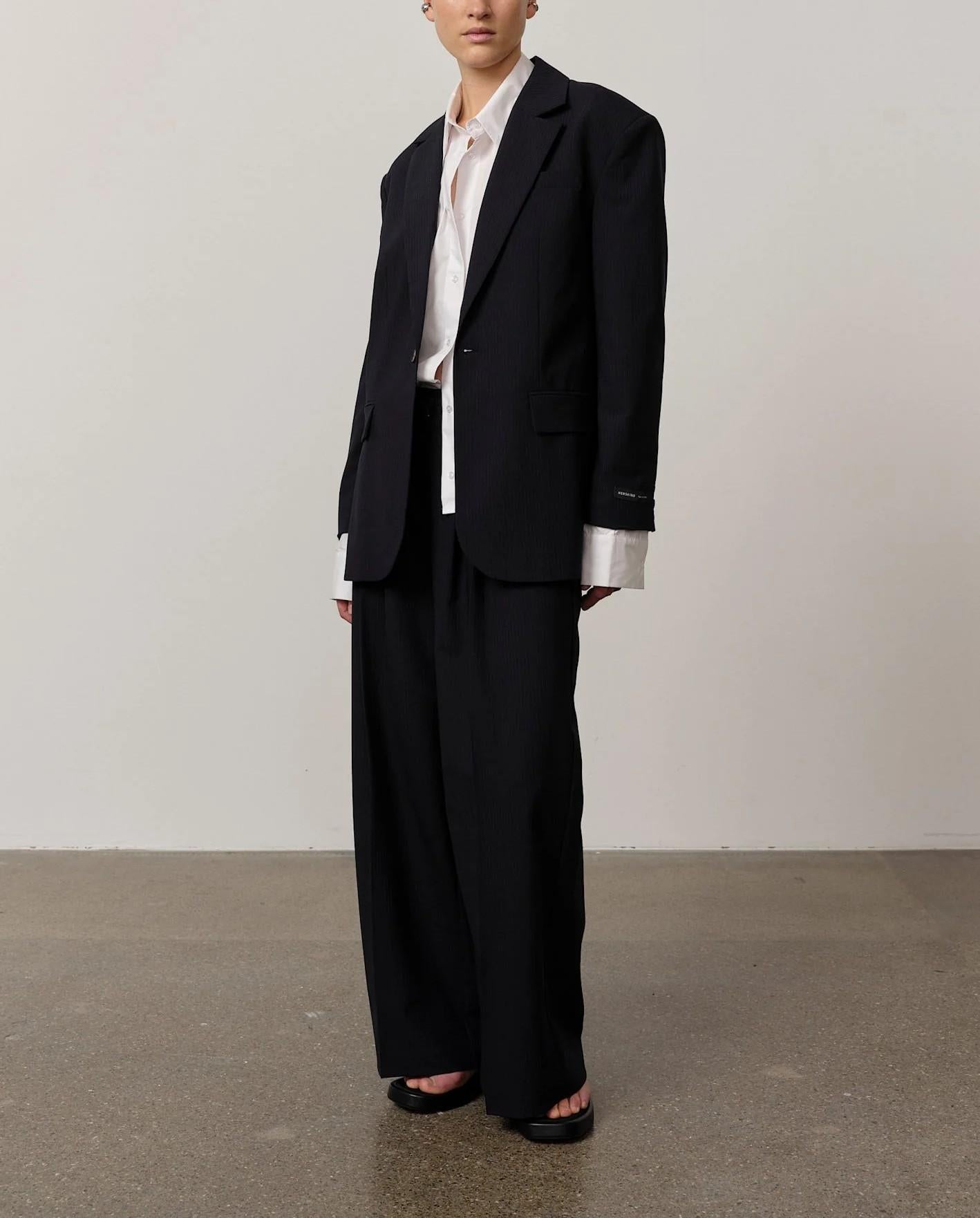 Giacca monopetto gessato YQAGO NAVY HERSKIND