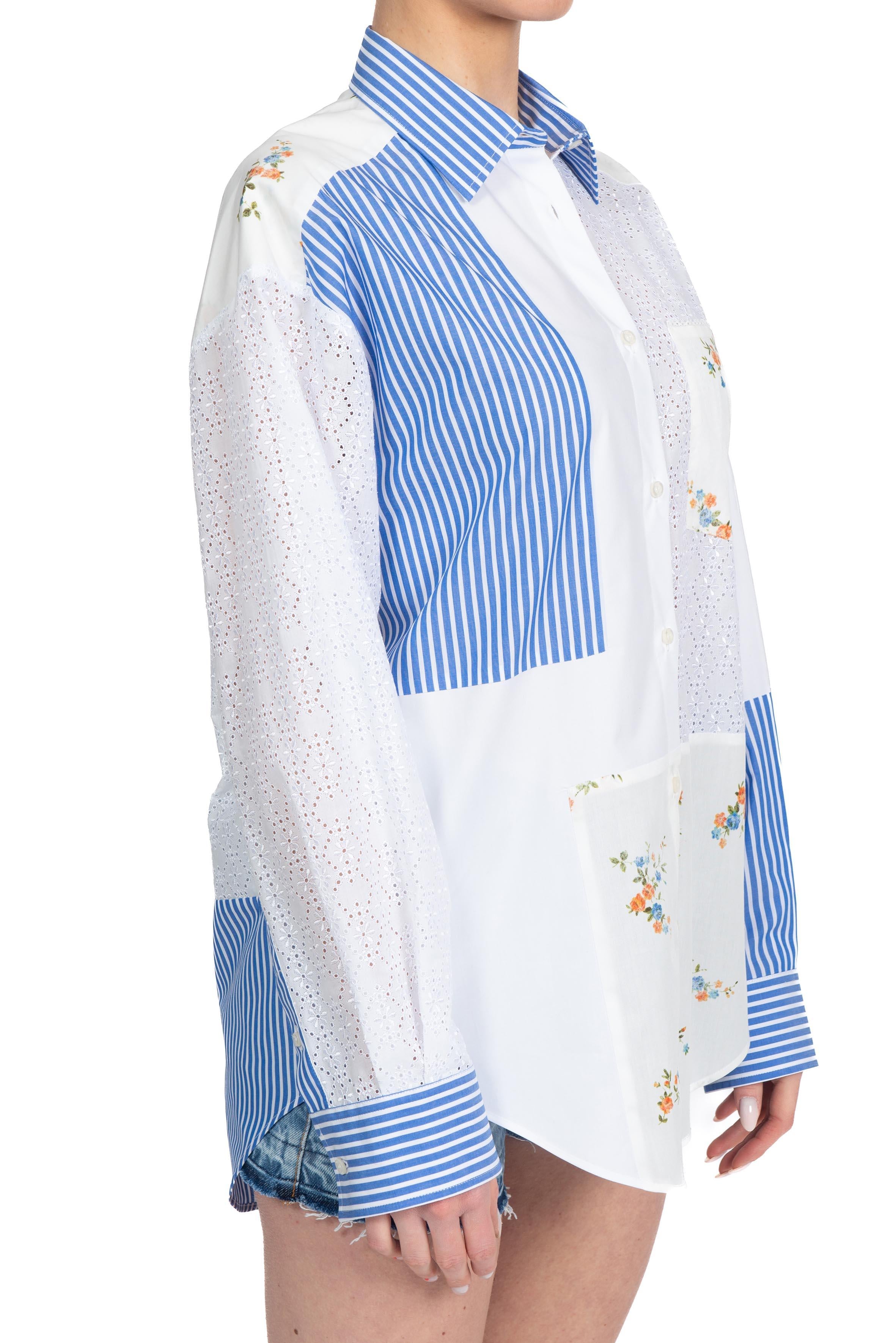 Camicia MSGM patchwork azzurra. 4041MDE13Y OFF WHITE MSGM