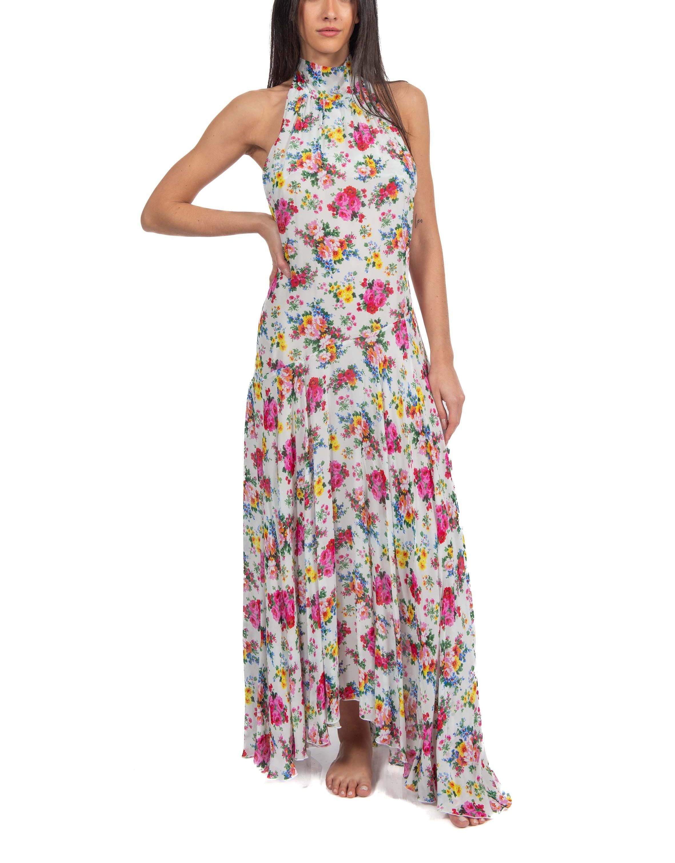 Abito lungo fantasia fiori MSGM 4041MDA26 WHITE MSGM