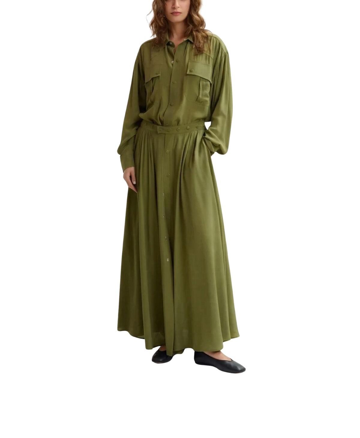 Tutina corta con maxi gonna verde oliva JEBBA OLIVE ESSENTIEL ANTWERP