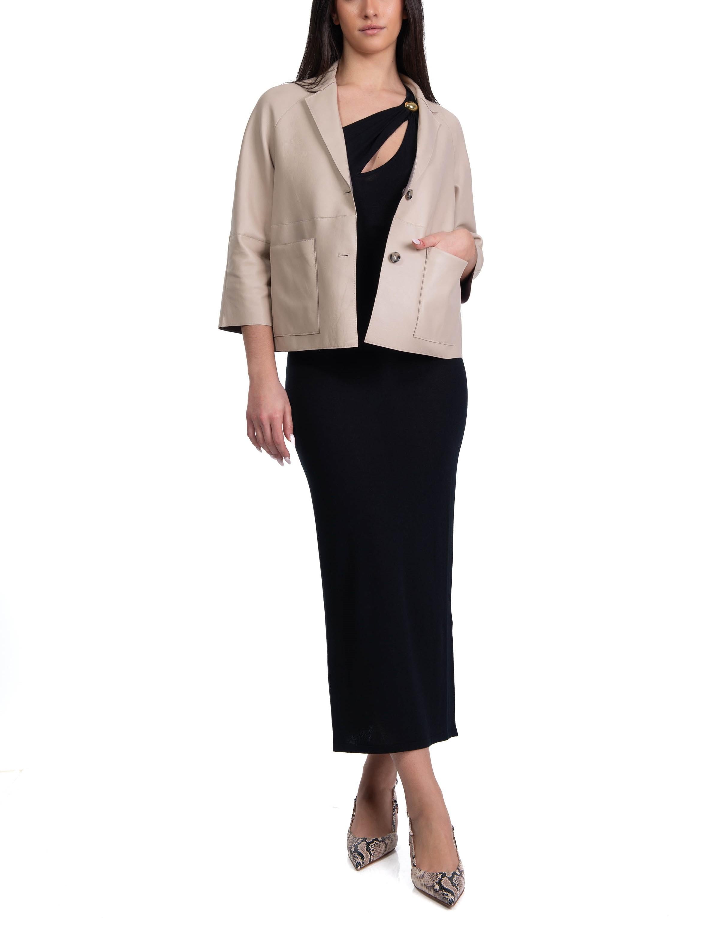 Giacca Loren corta in pelle reversibile latte LOREN REVERSIBILE LATTE THE JACKIE LEATHERS