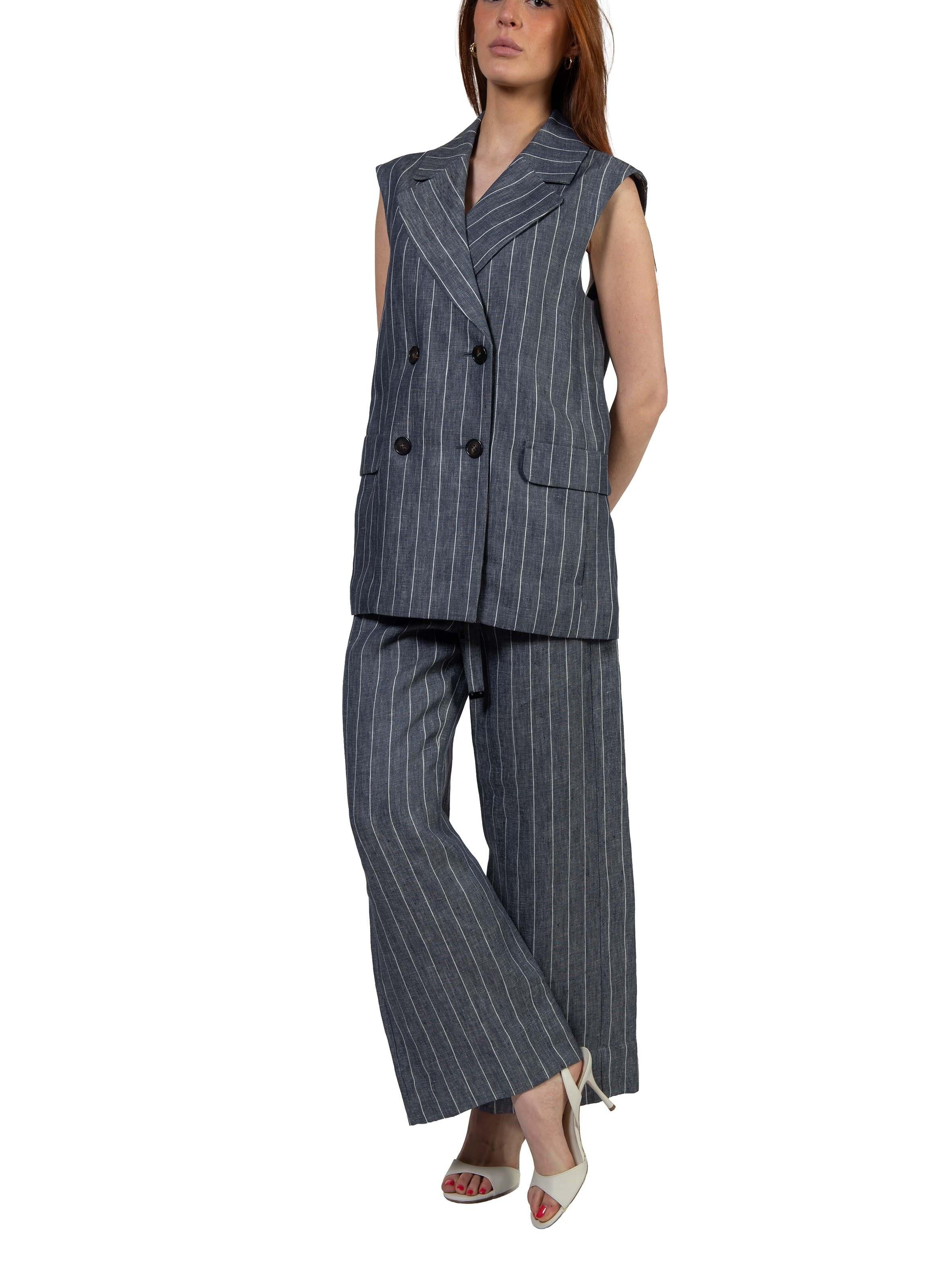 Gilet gessato blu BALLO 001 MAX MARA