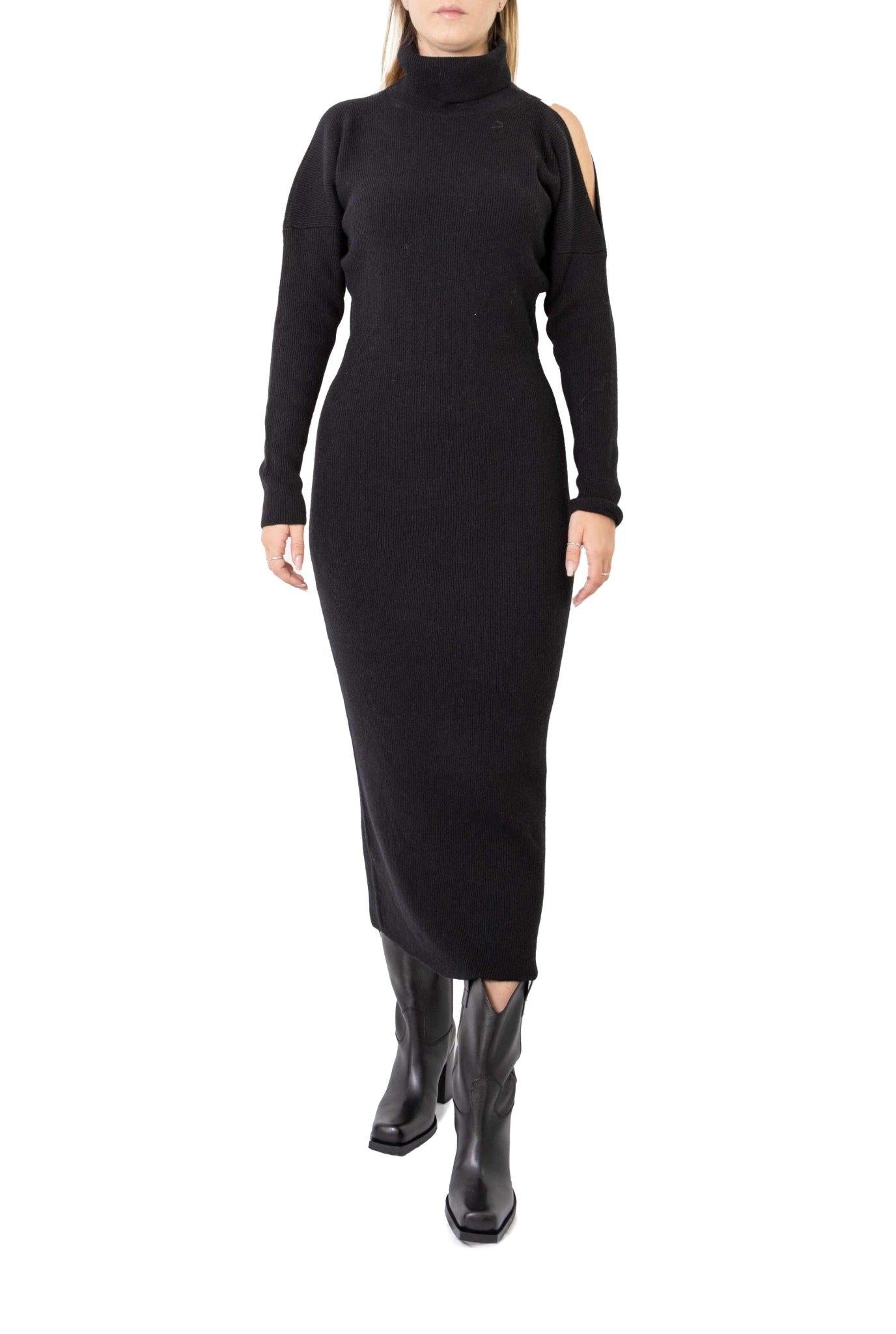Abito in maglia nero con cut-out spalle 57155 N D.EXTERIOR
