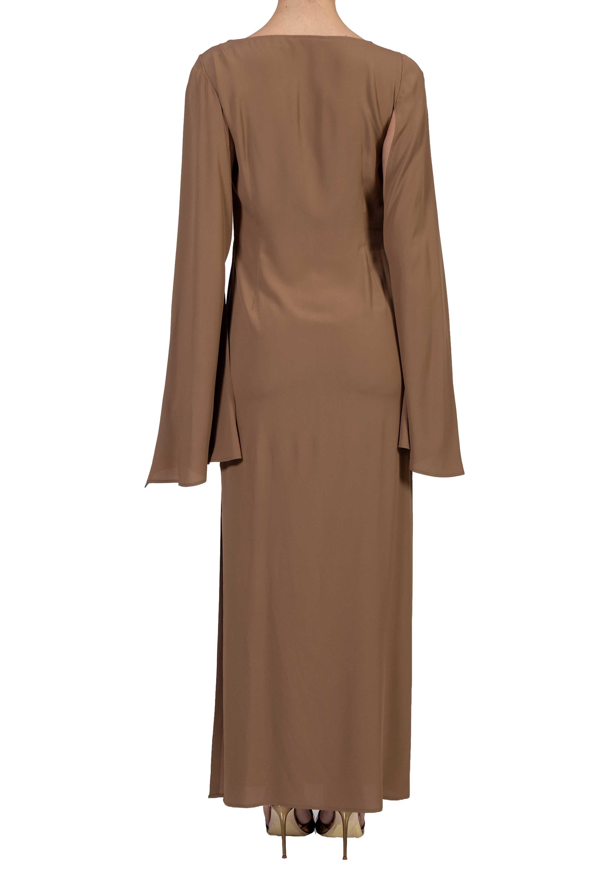 Abito lungo con collo drappeggiato. 41204 NOCCIOLA FEDERICA TOSI