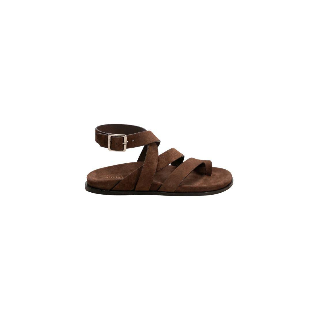 Sandalo con fasce in suede marrone TIDE BROWN ALOHAS