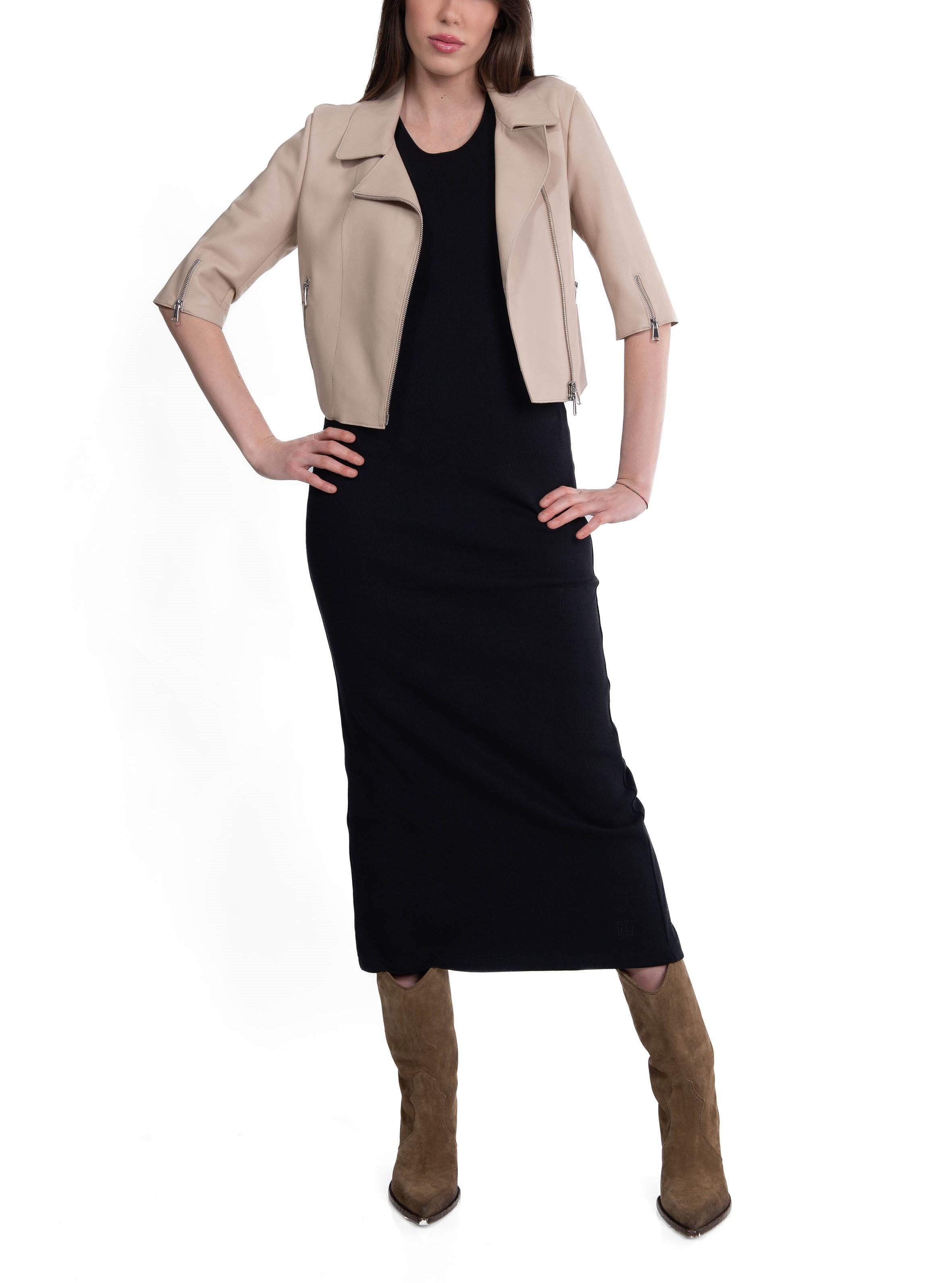 Chiodo Coco in pelle e tessuto COCO 080 LATTE THE JACKIE LEATHERS