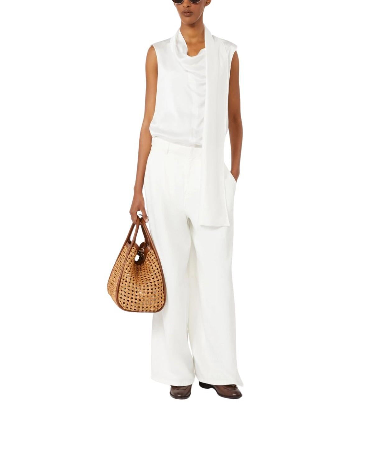 Top in raso di seta bianco DRY 001 MAX MARA