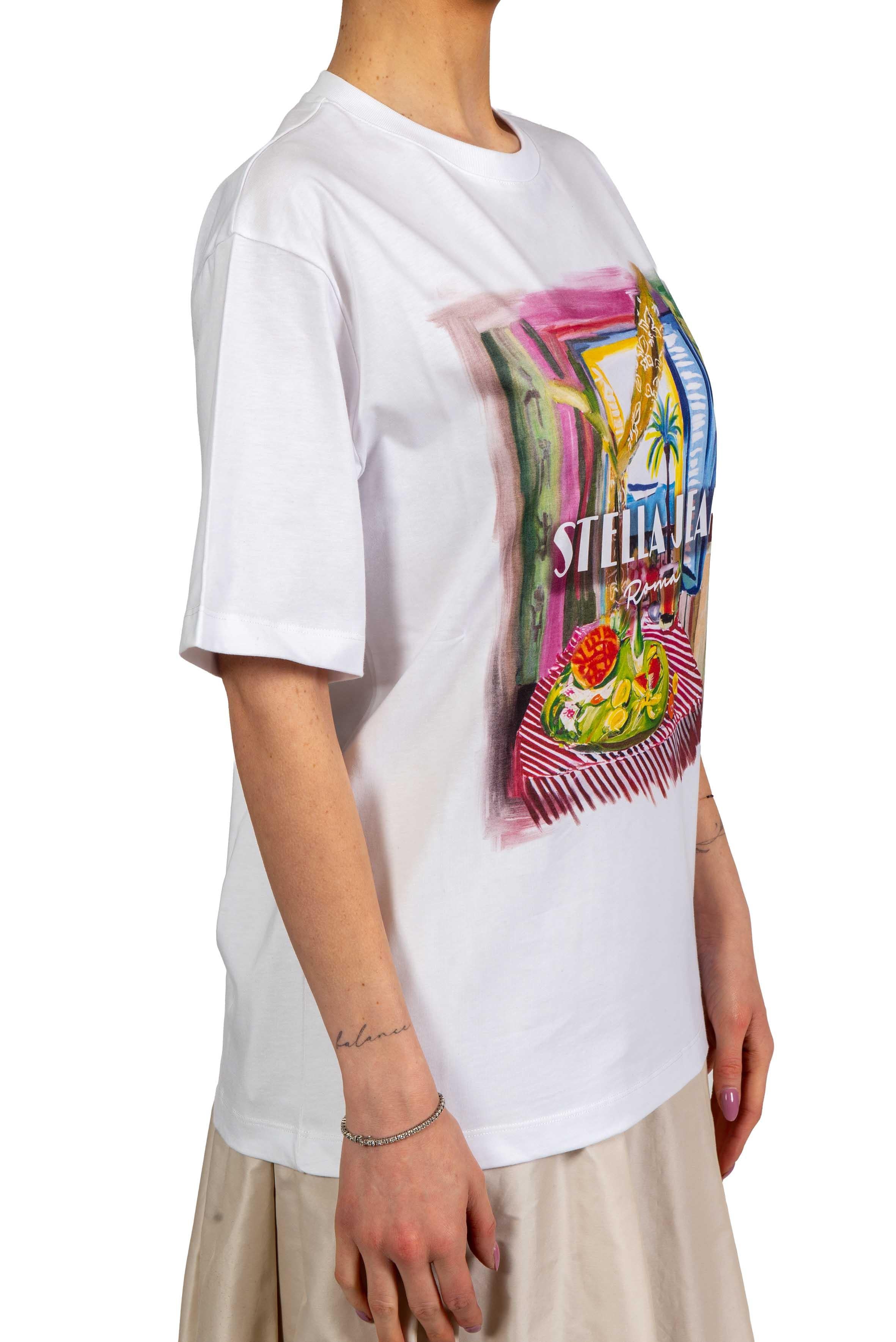 T-shirt stampa Stella Jean JT448 BIANCO STELLA JEAN
