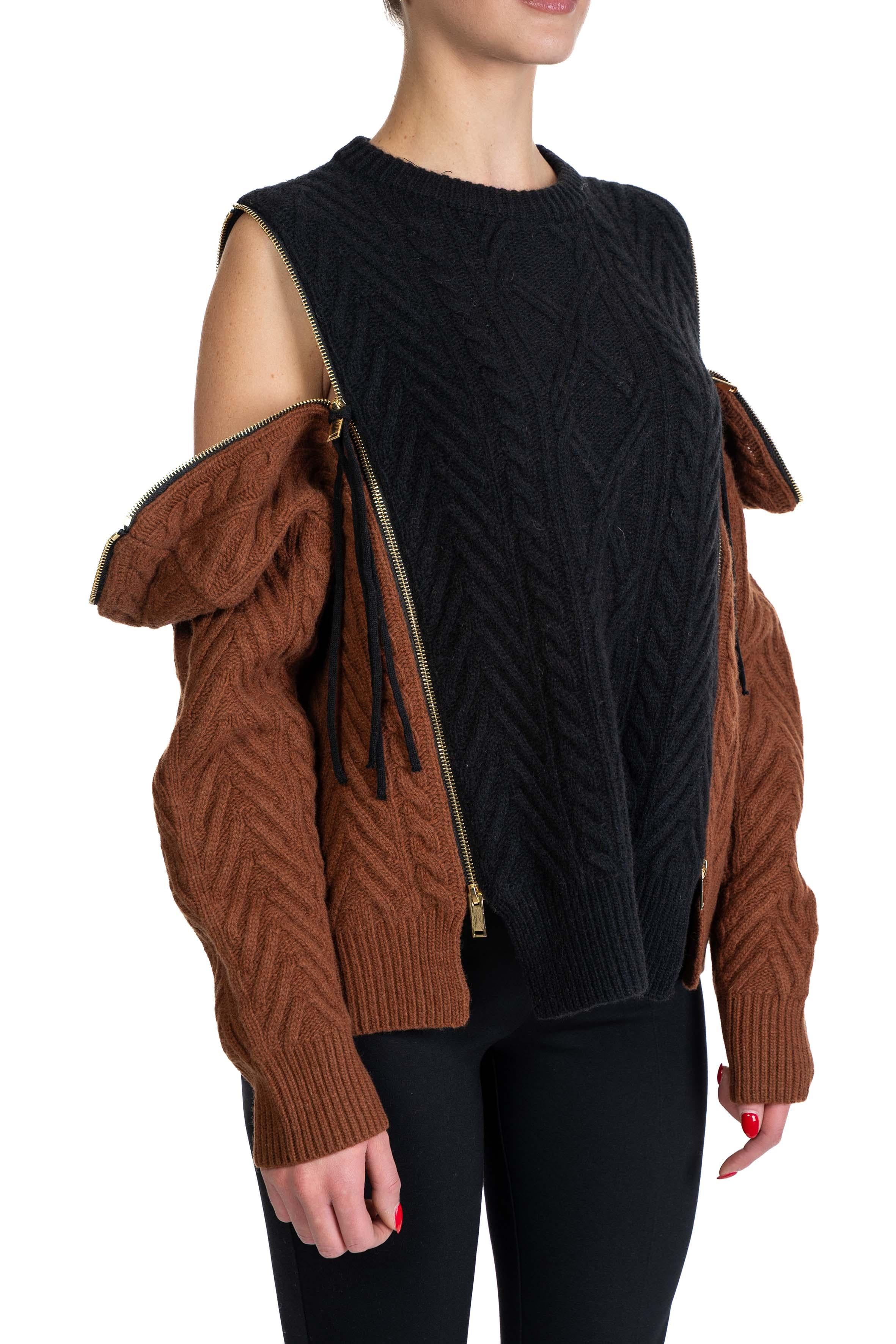 Maglia Leonor con zip sulle spalle LEONOR S5WB21 ANTRACITE SEMICOUTURE