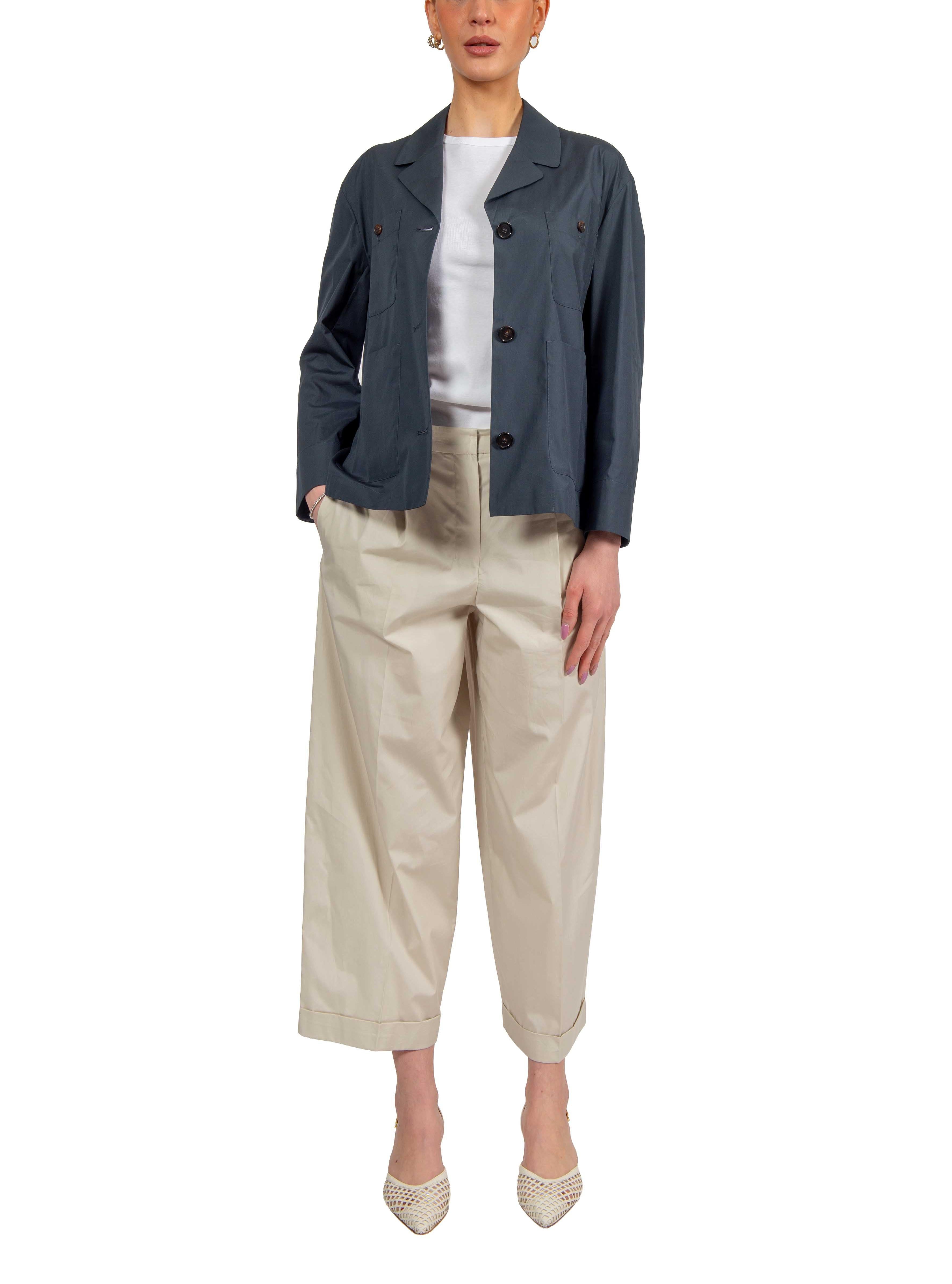 Camicia in popeline di cotone blu RENATA 051 MAX MARA