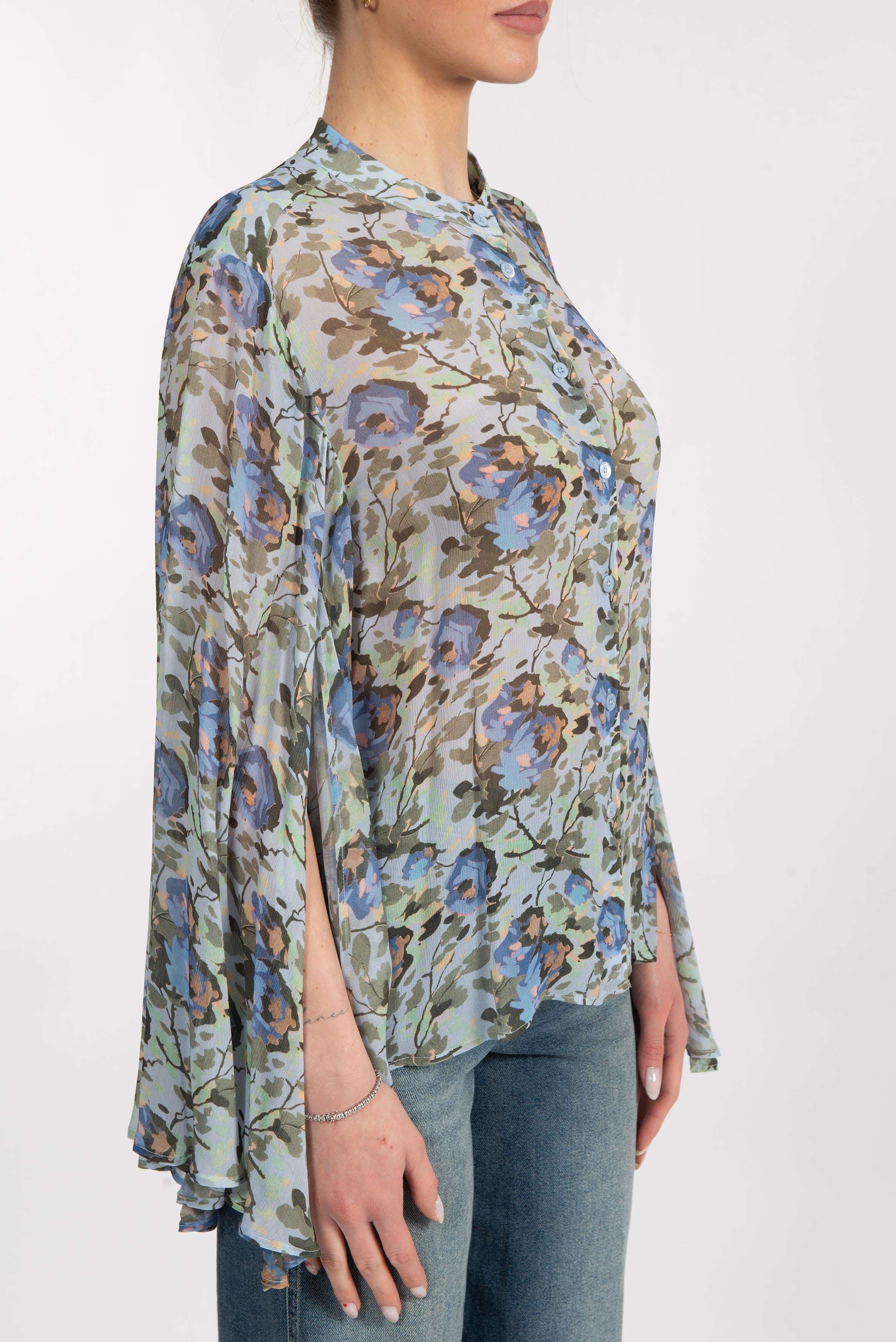 Blusa Tahila stampa fiore TAHILA Y6SS03 ABISSO SEMICOUTURE