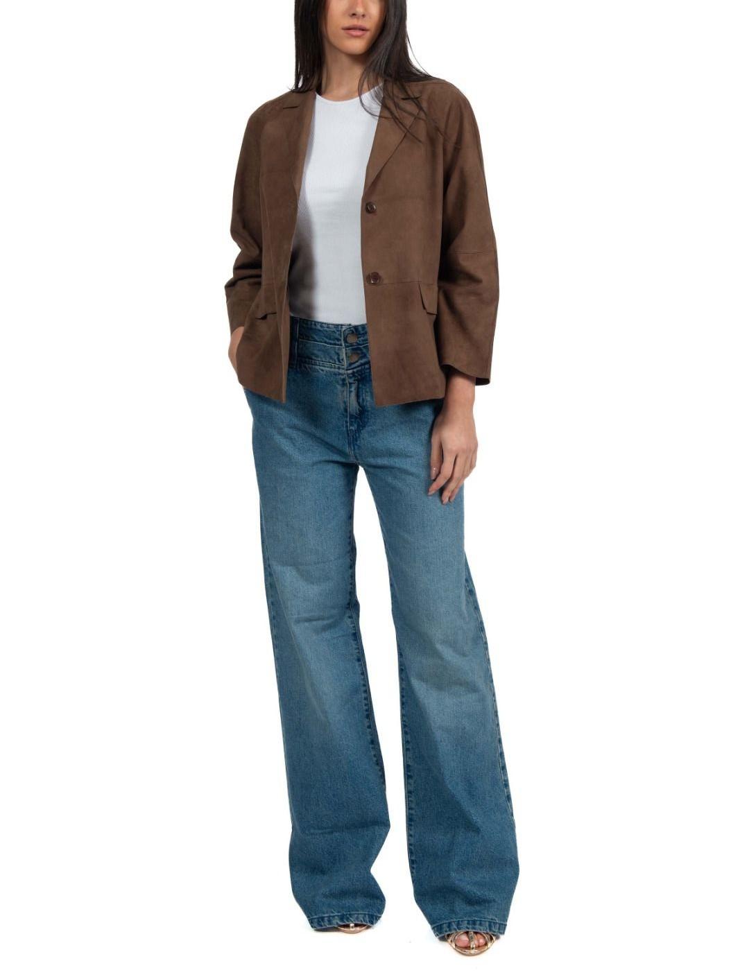 Giacca in camoscio Lara marrone LARA 126 THE JACKIE LEATHERS