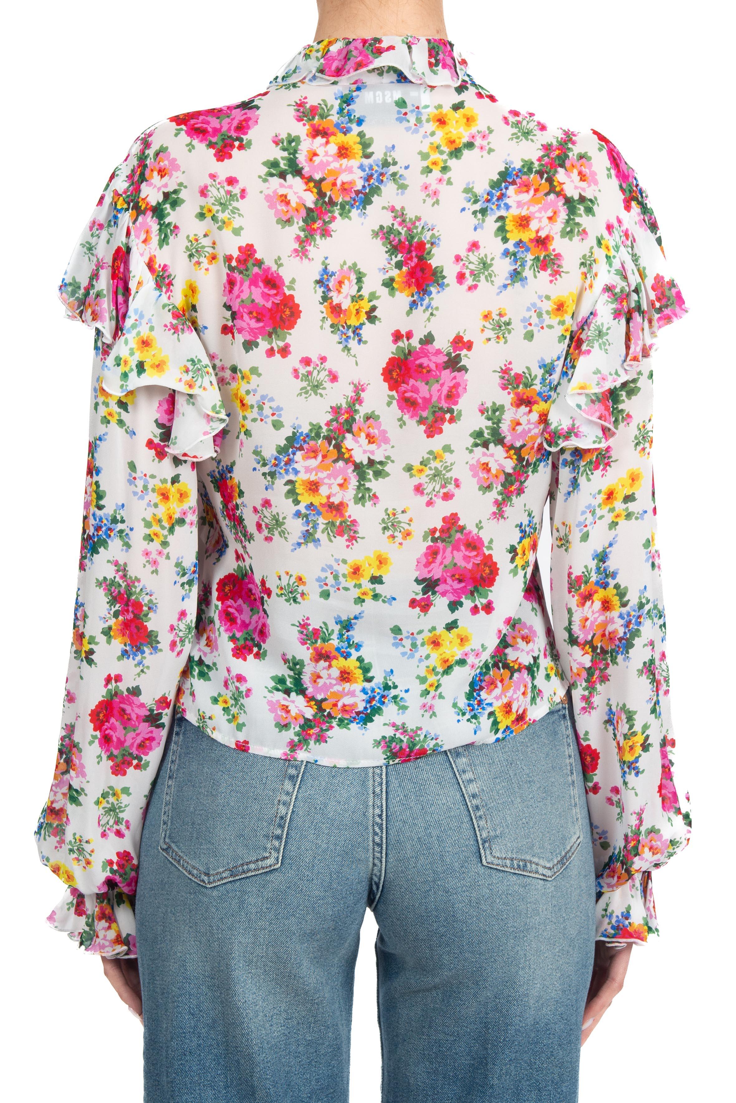 Blusa fantasia fiori MSGM. 4041MDM12 WHITE MSGM