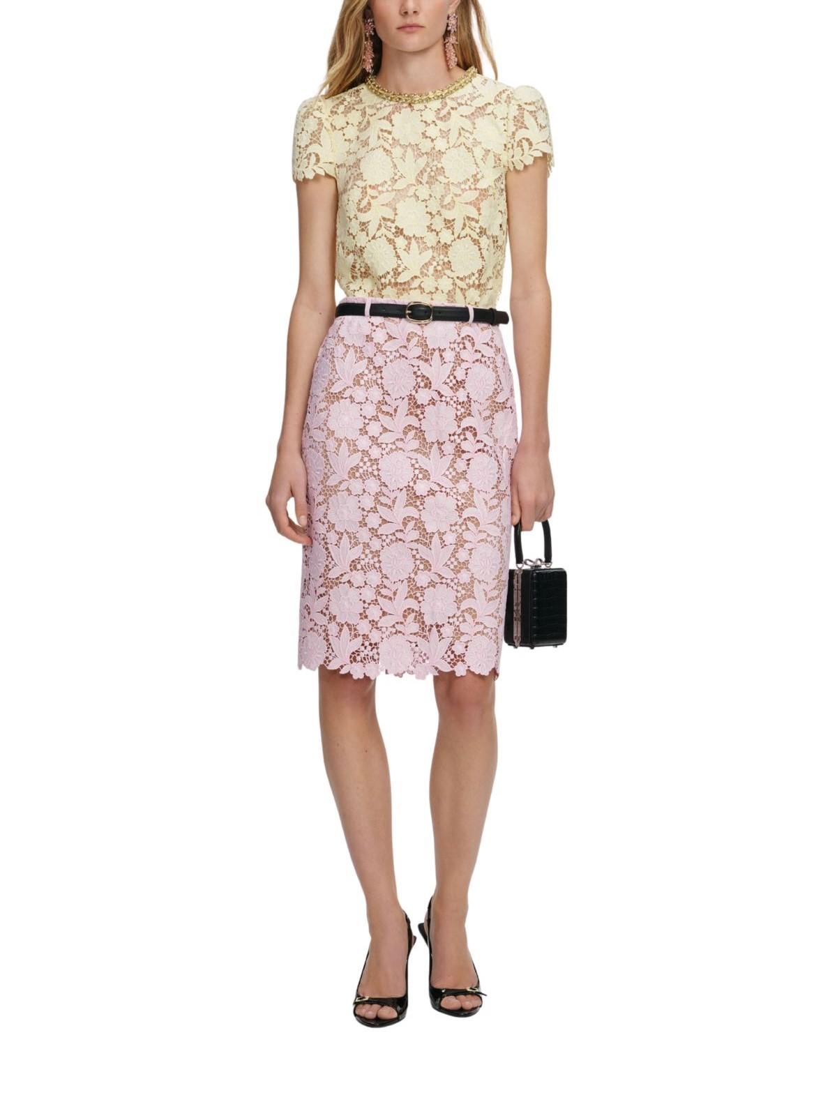 Gonna midi in pizzo rosa 182MKS PINK SELF PORTRAIT