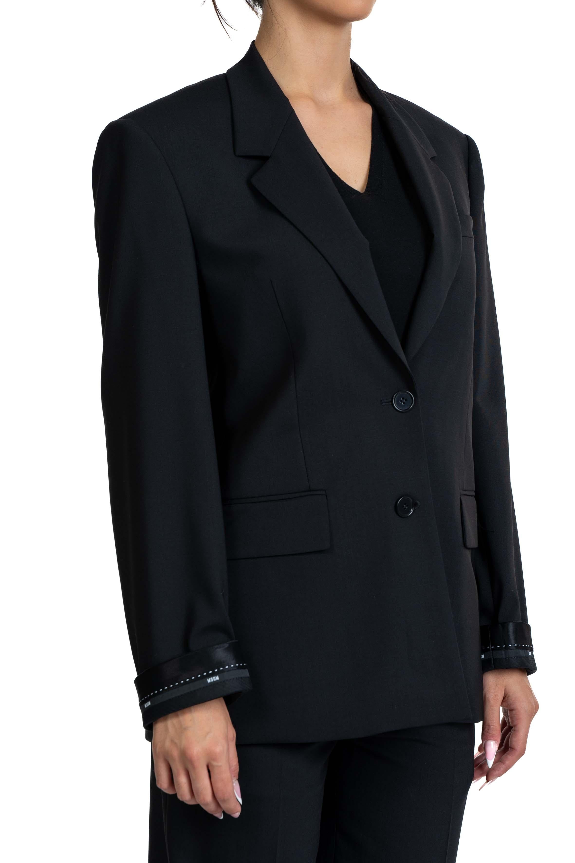 Giacca monopetto nero con risvolto maniche 3941 MDG09 BLACK MSGM