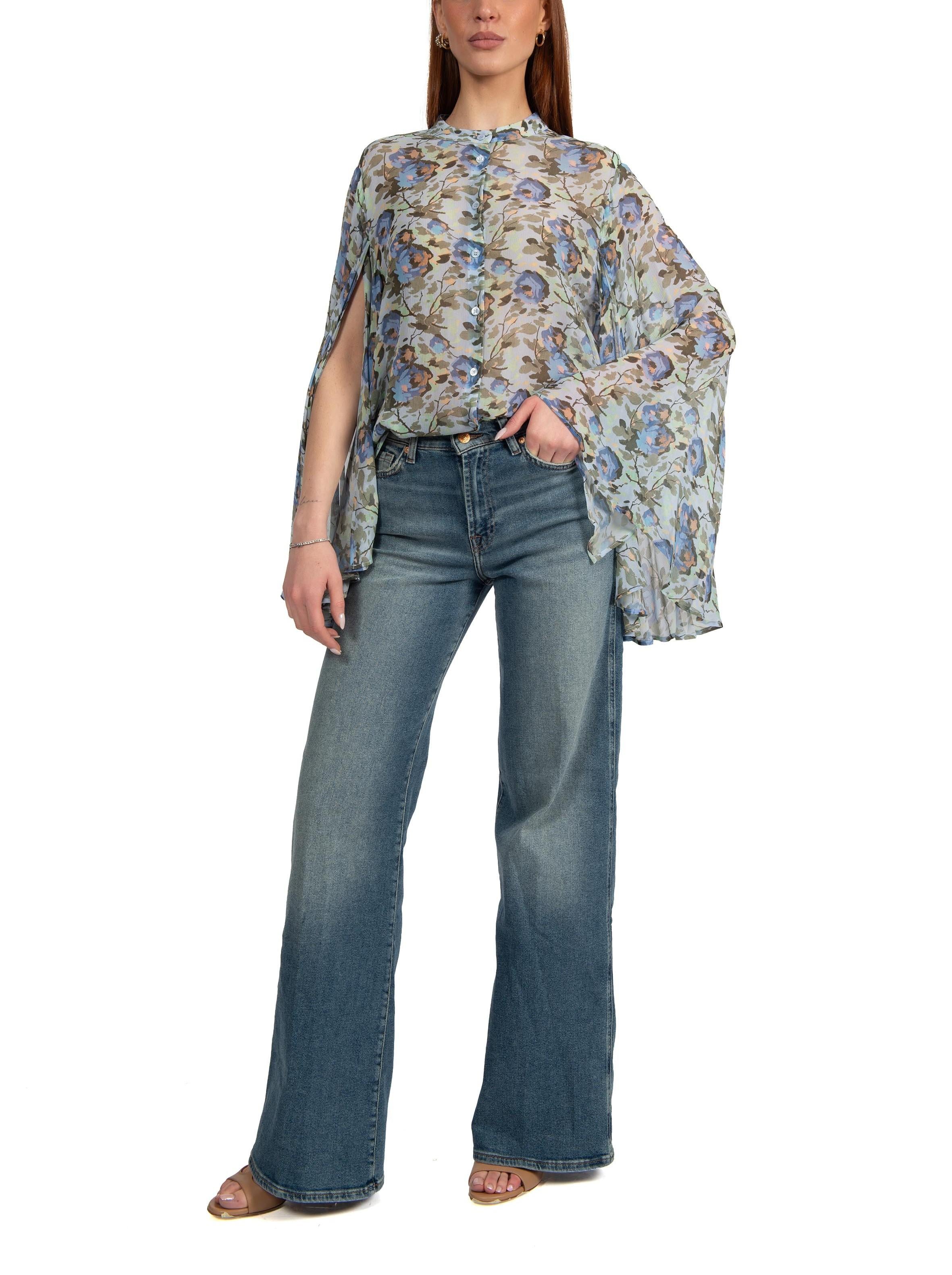 Blusa Tahila stampa fiore TAHILA Y6SS03 ABISSO SEMICOUTURE