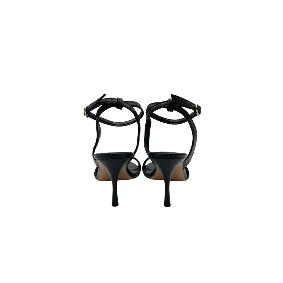 Sandalo in pelle nera 2921 NERO BIANCA DI