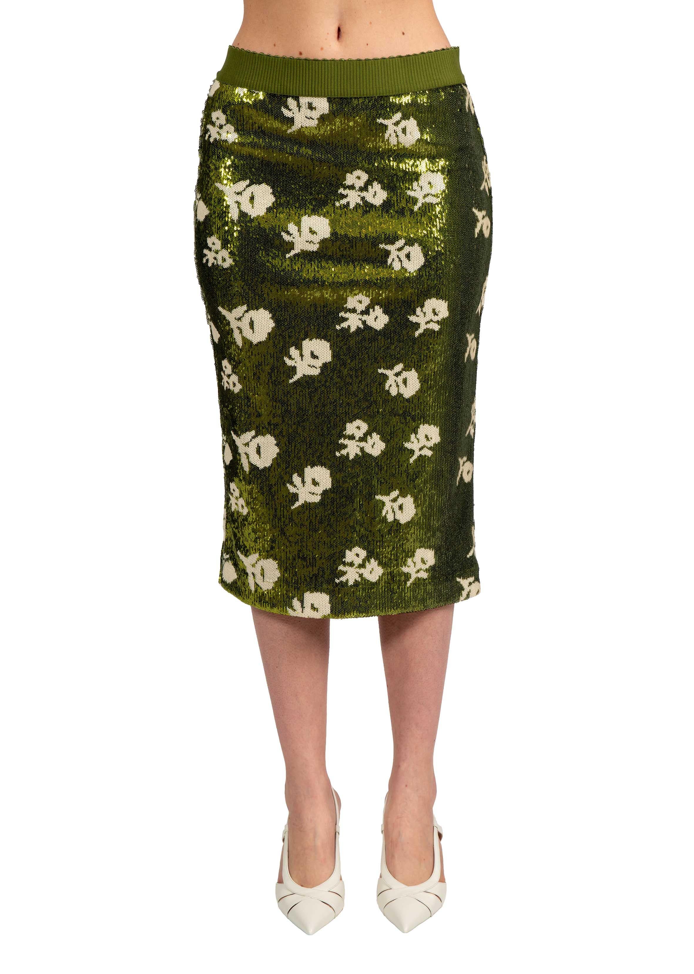 Gonna longuette con paillettes JORINDA OLIVE ESSENTIEL ANTWERP