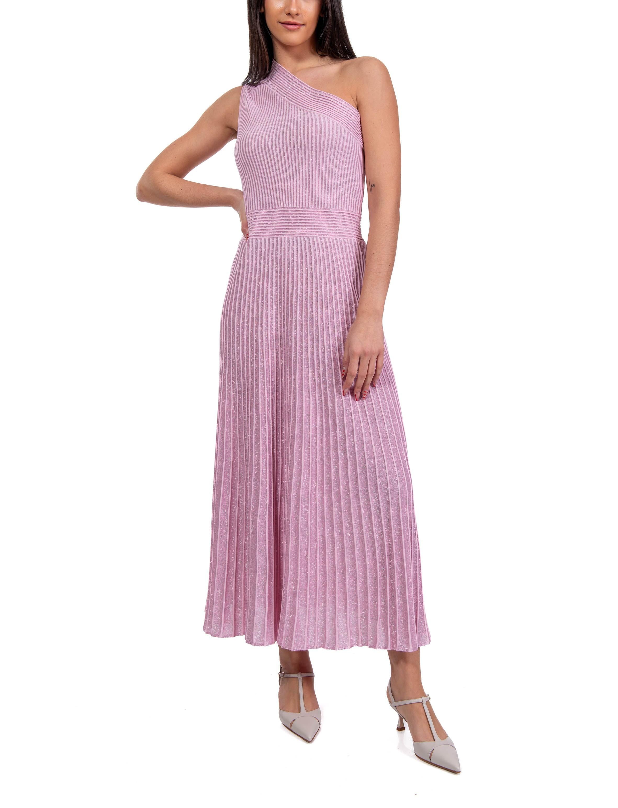 Abito monospalla in lurex rosa 60221 14 AZALEA D.EXTERIOR