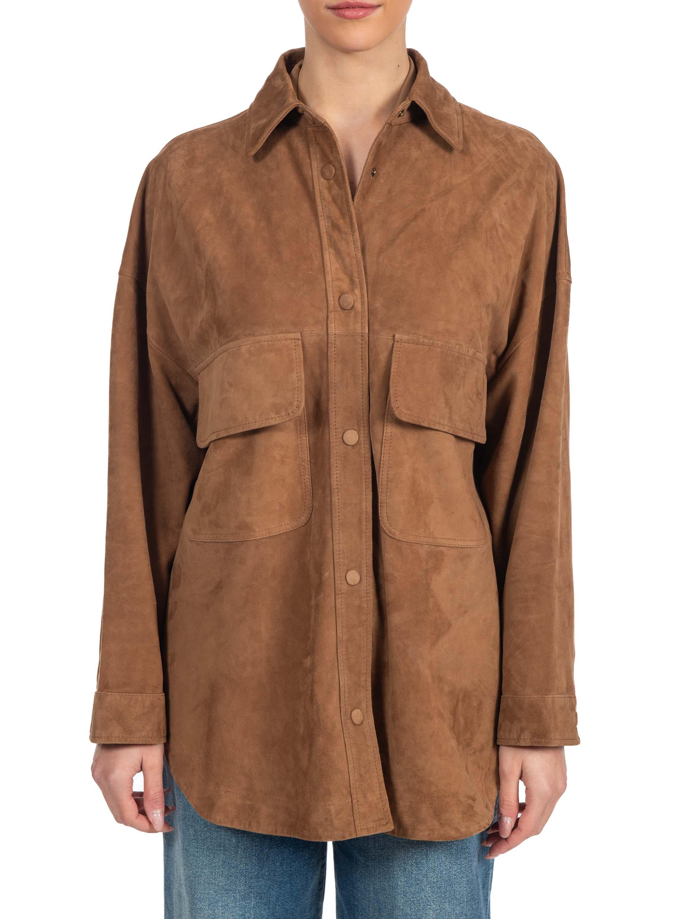 Giacca camicia in suede tabacco 40104 40104 TABACCO FEDERICA TOSI