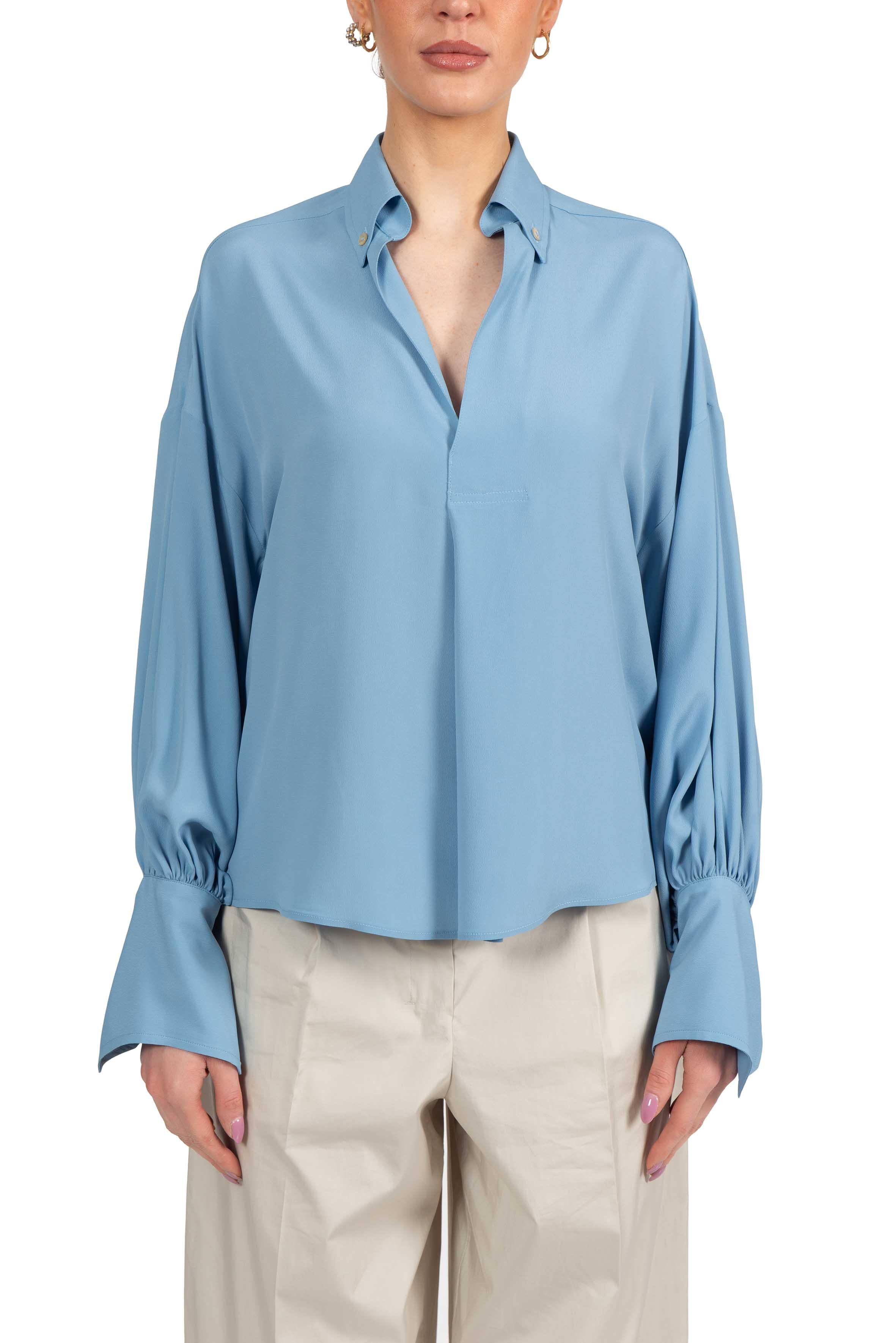 Blusa celeste scollo a V 4032 4057 OXFORD ALICE MILLER