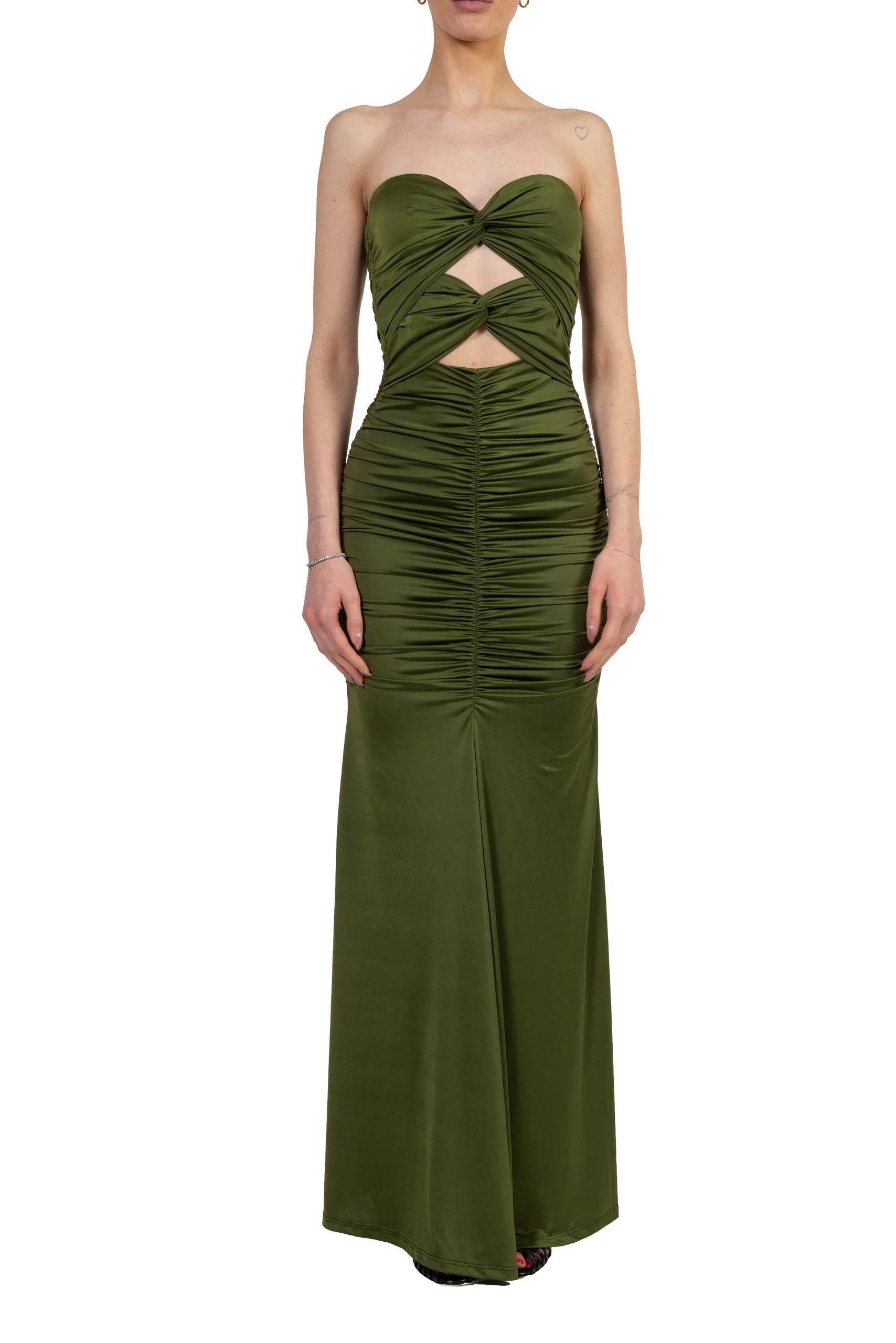 Abito lungo Verde militare con dettagli cut-out JEREMI OLIVE ESSENTIEL ANTWERP