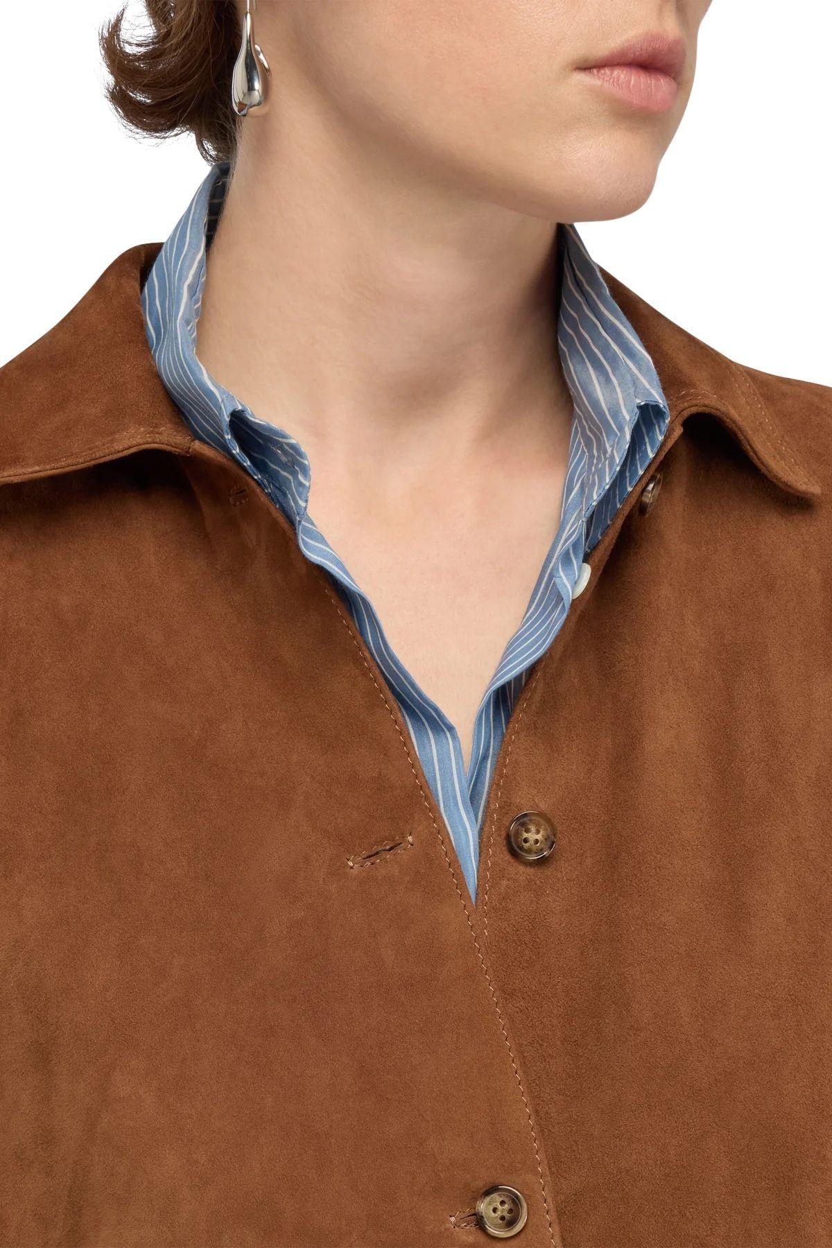Camicia Filipa in suede FILIPA Y6ST01 NOCCIOLA SEMICOUTURE