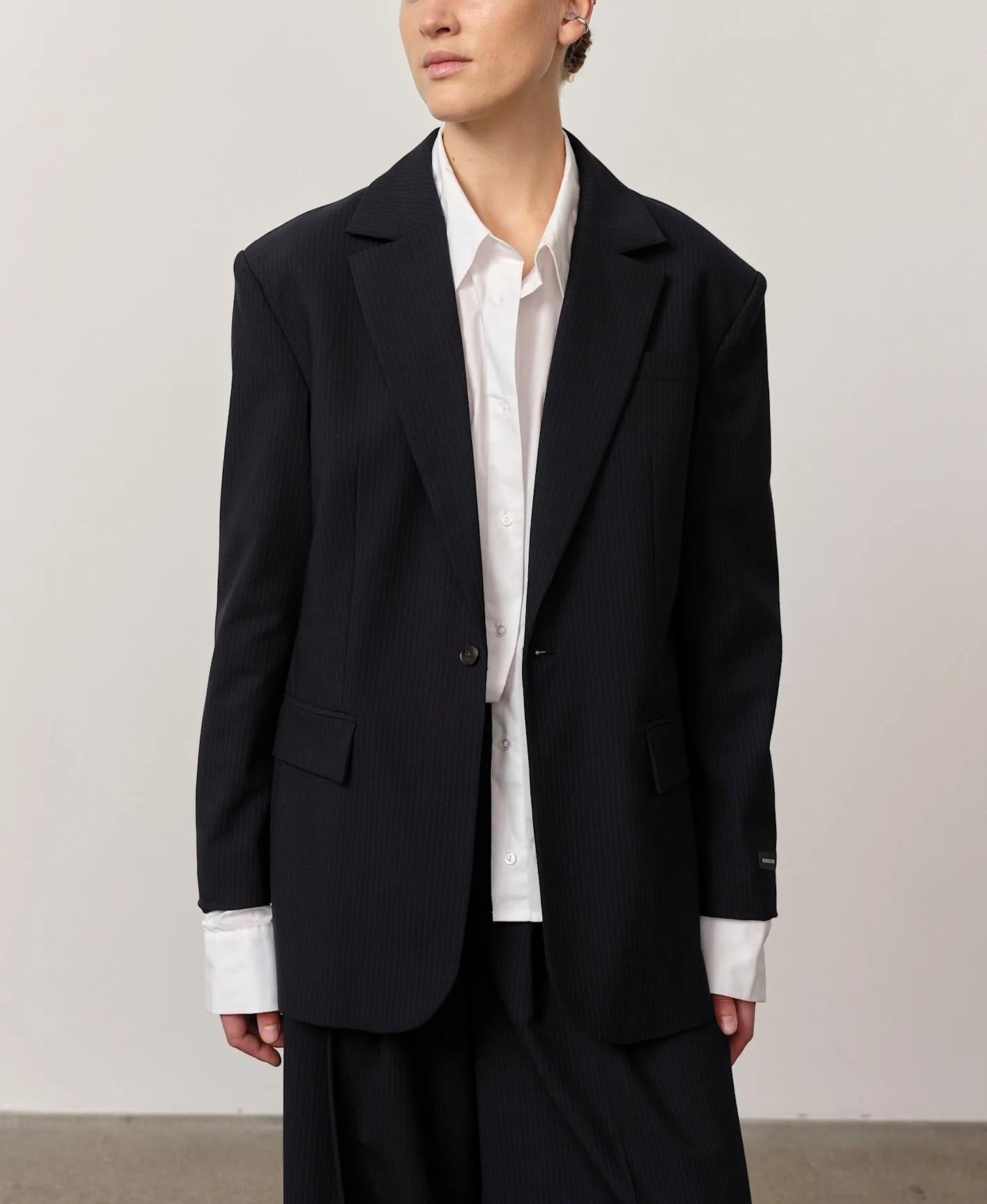 Giacca monopetto gessato YQAGO NAVY HERSKIND