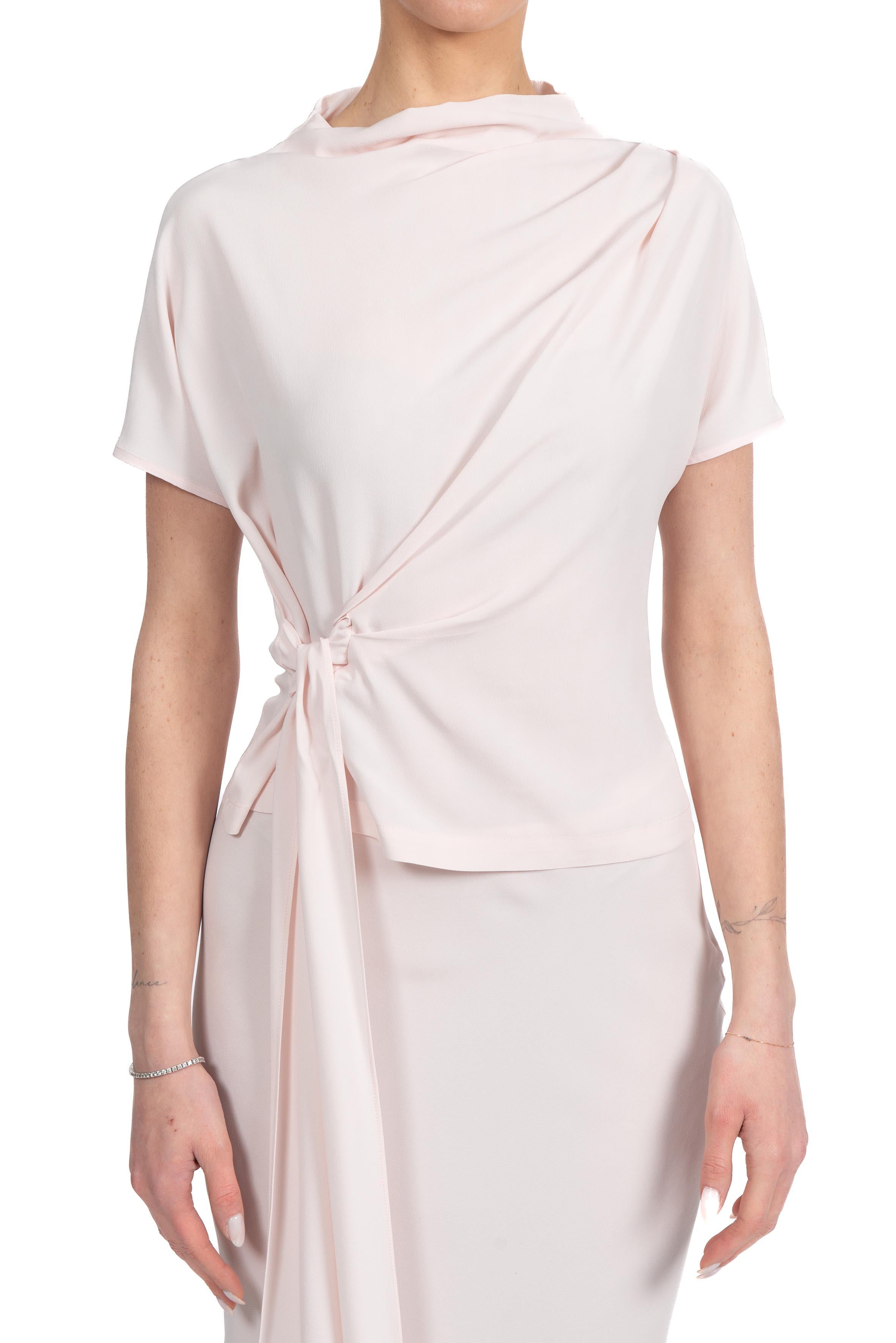 Blusa con nodo rosa 41112 4112 ROSA 04 FEDERICA TOSI