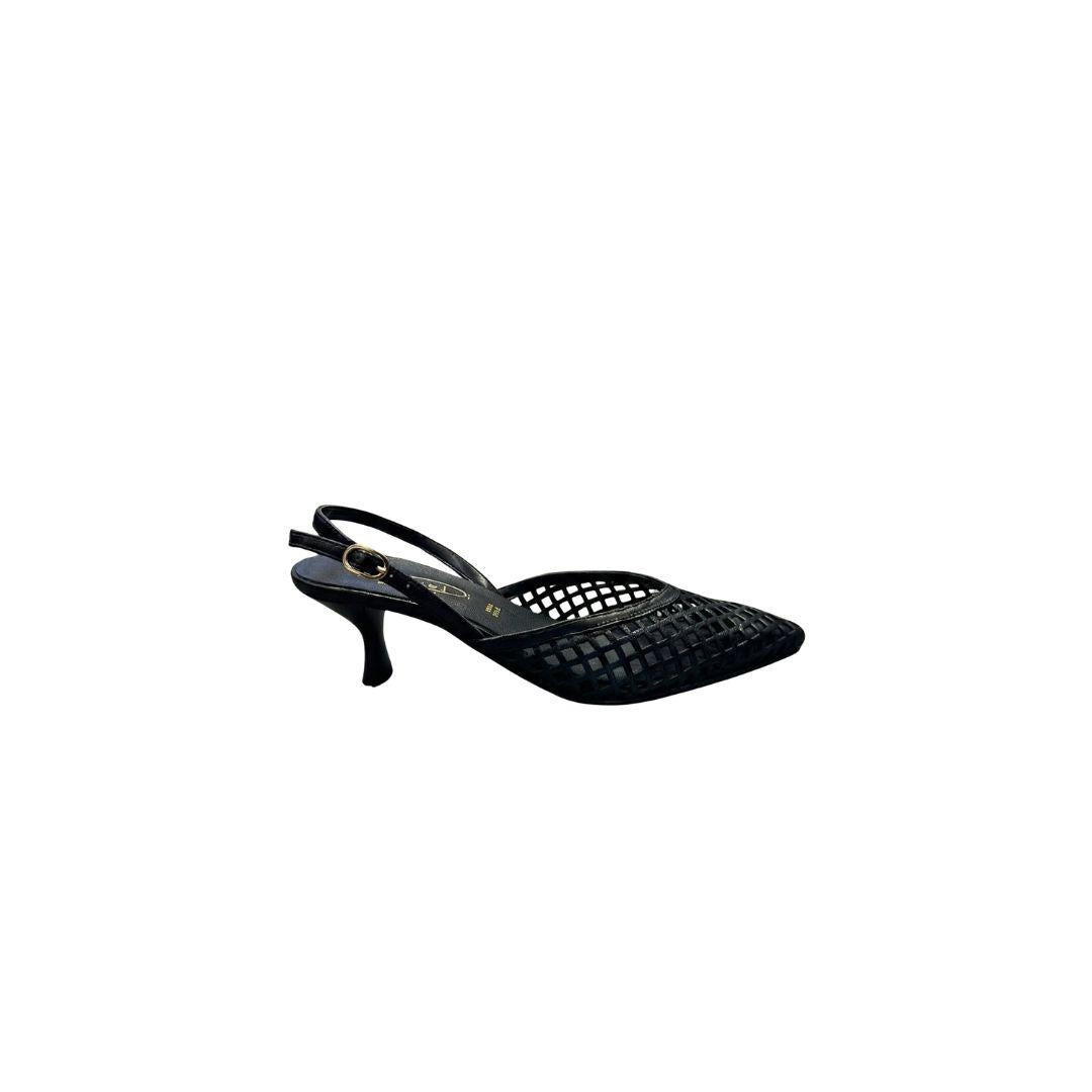 Slingback traforata 1666 nera 1666 NERO BIANCA DI
