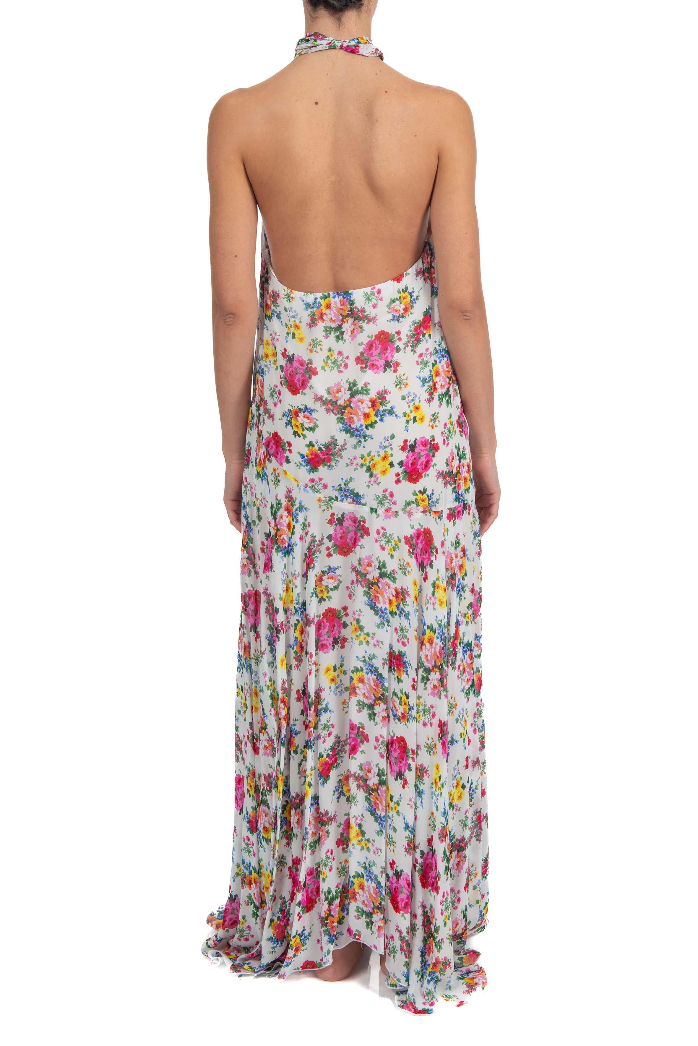 Abito lungo fantasia fiori MSGM 4041MDA26 WHITE MSGM