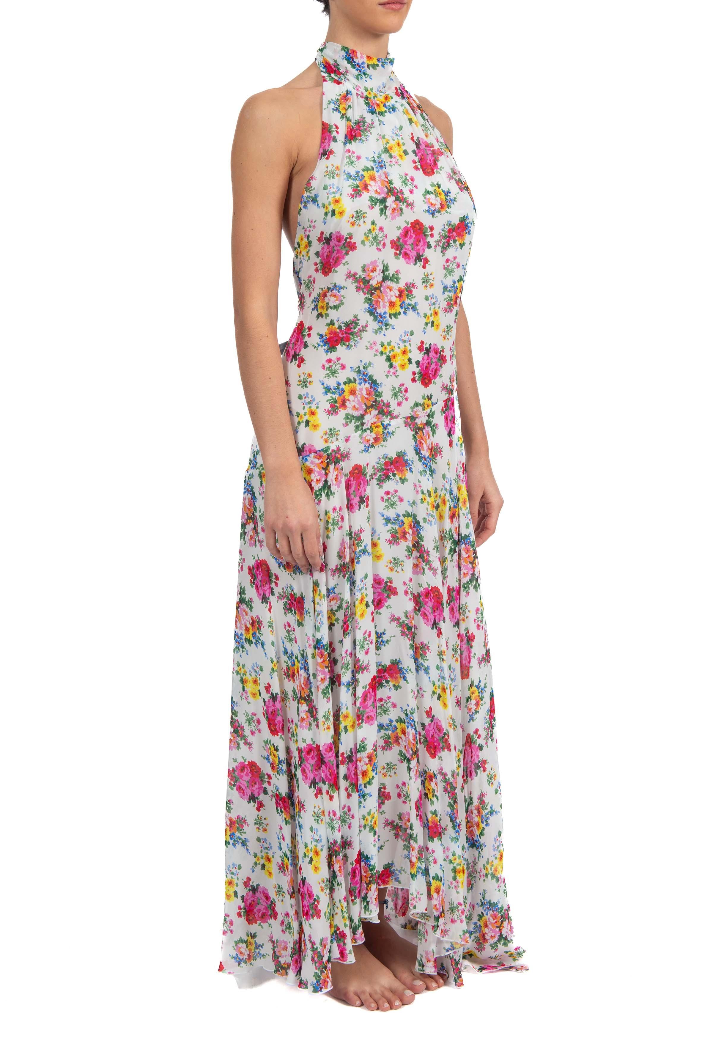 Abito lungo fantasia fiori MSGM 4041MDA26 WHITE MSGM
