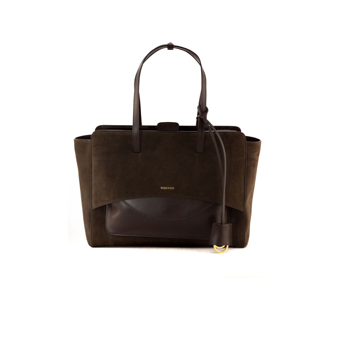 Borsa Flap L in suede testa di moro FLAP L SUEDE T.MORO HIDESINS