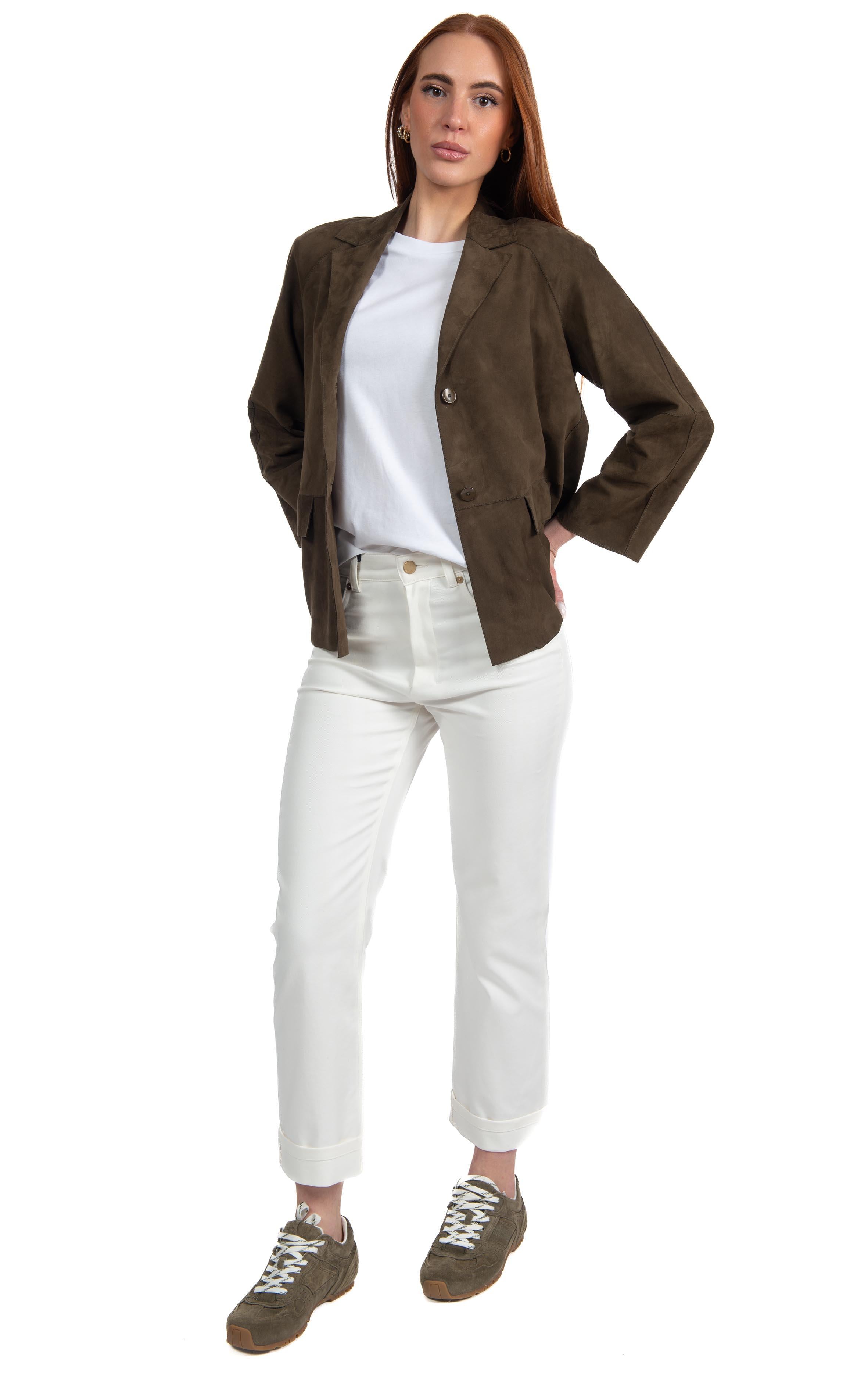 Giacca Lara in camoscio salvia LARA 037 THE JACKIE LEATHERS