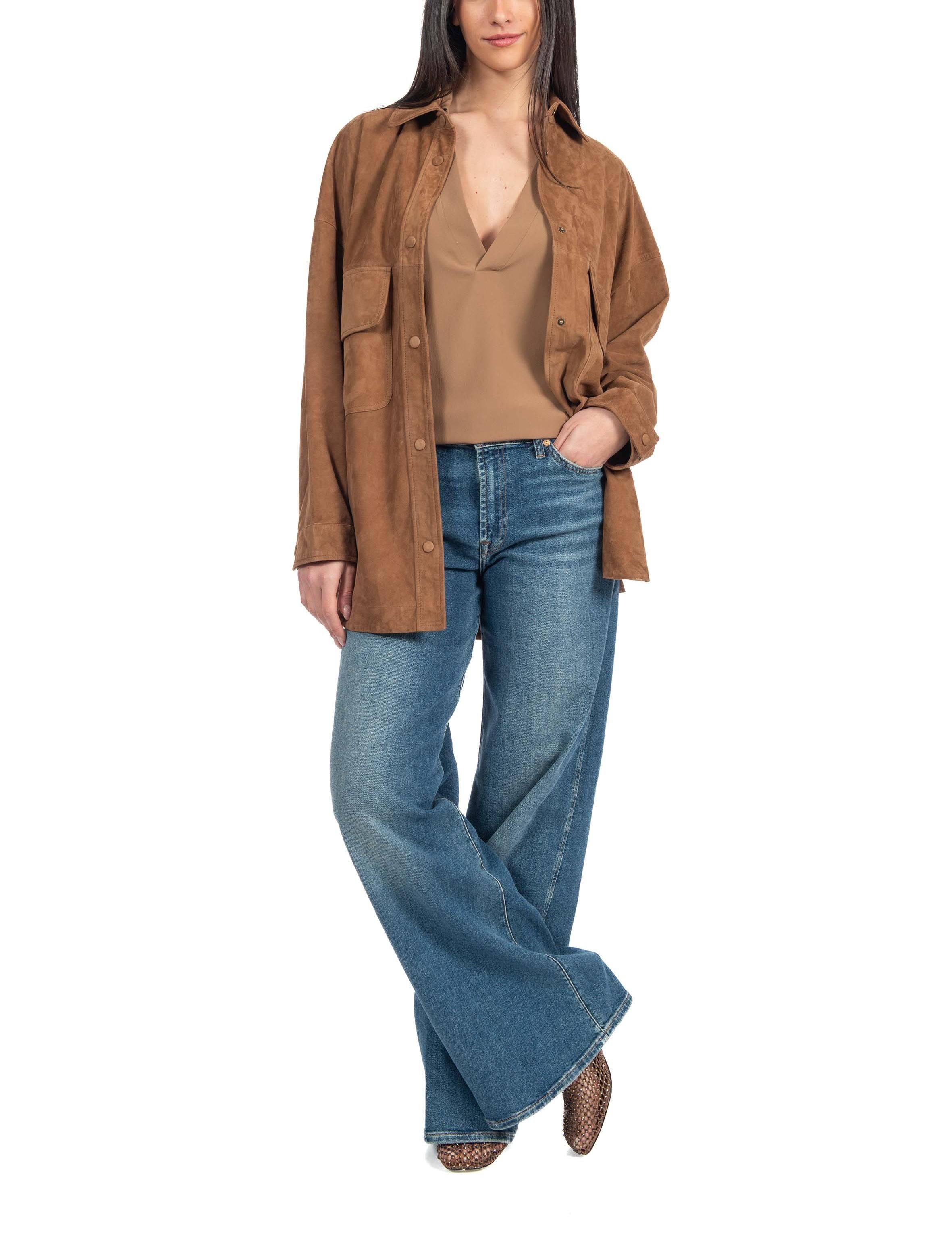 Giacca camicia in suede tabacco 40104 40104 TABACCO FEDERICA TOSI