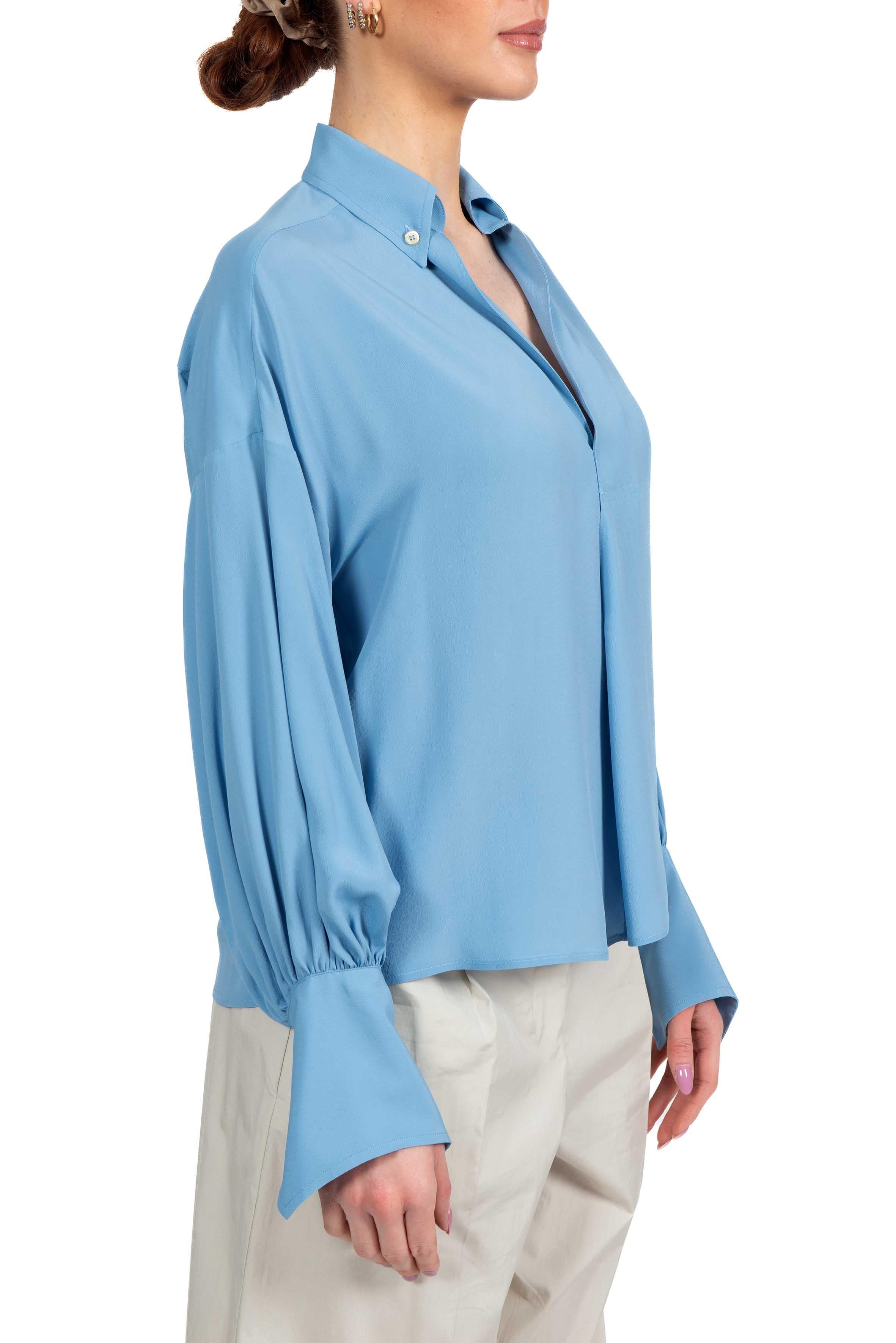 Blusa celeste scollo a V 4032 4057 OXFORD ALICE MILLER