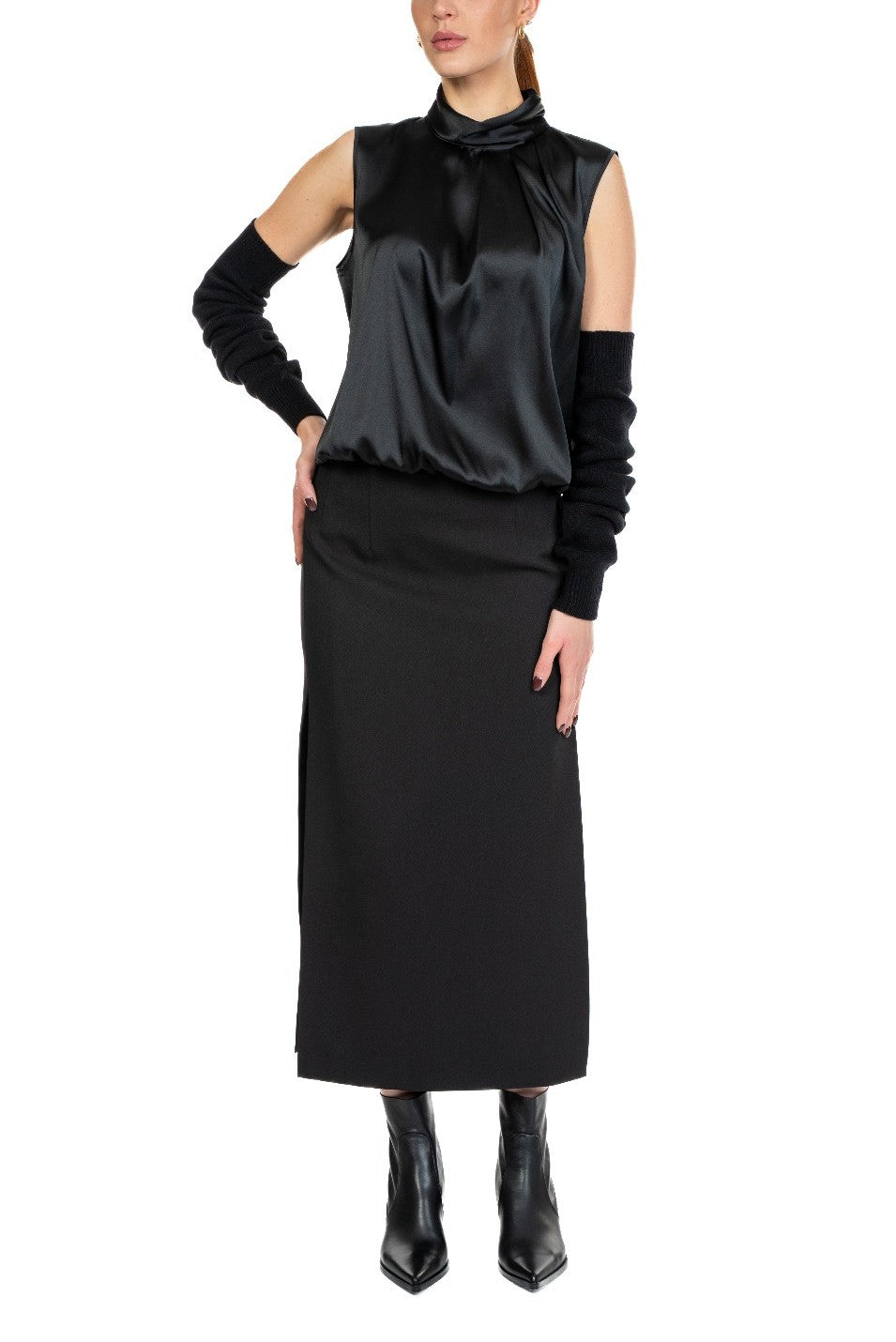 Top in raso 61703 NERO D.EXTERIOR 