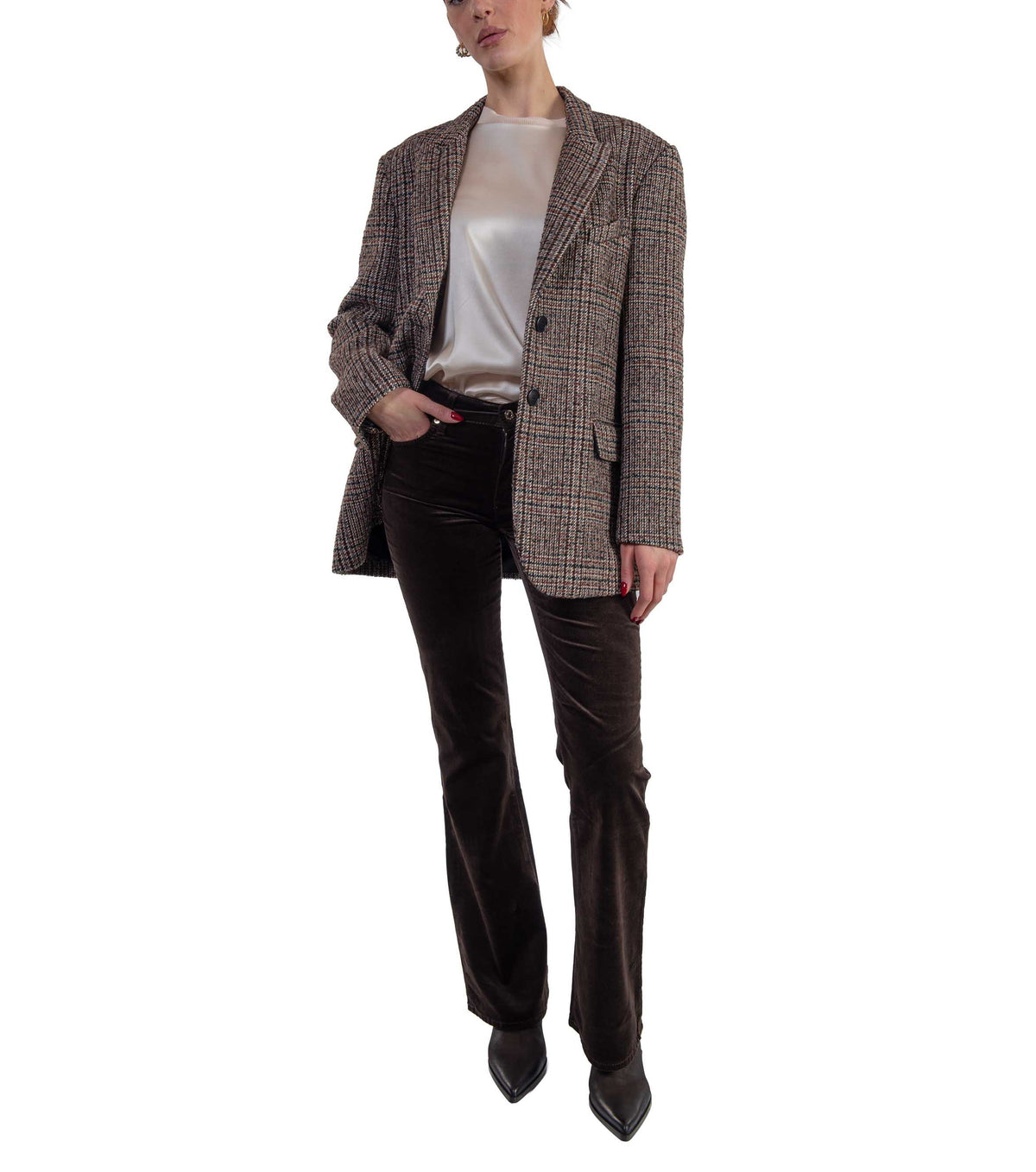 Giacca monopetto in lana pied de poule 4111 4436 BORDO ALICE MILLER 