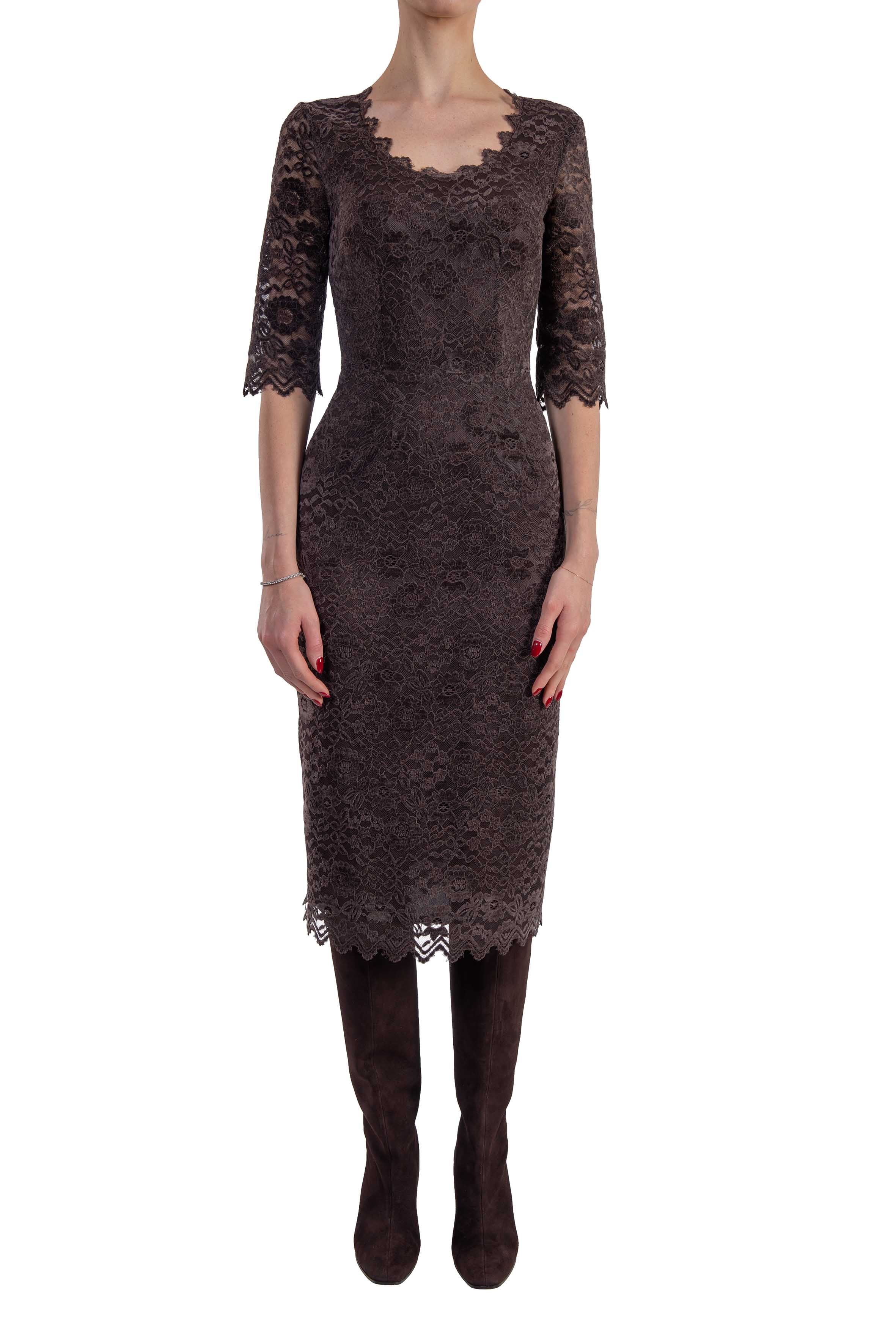 Abito midi in pizzo marrone 4315 4449 MORO ALICE MILLER 