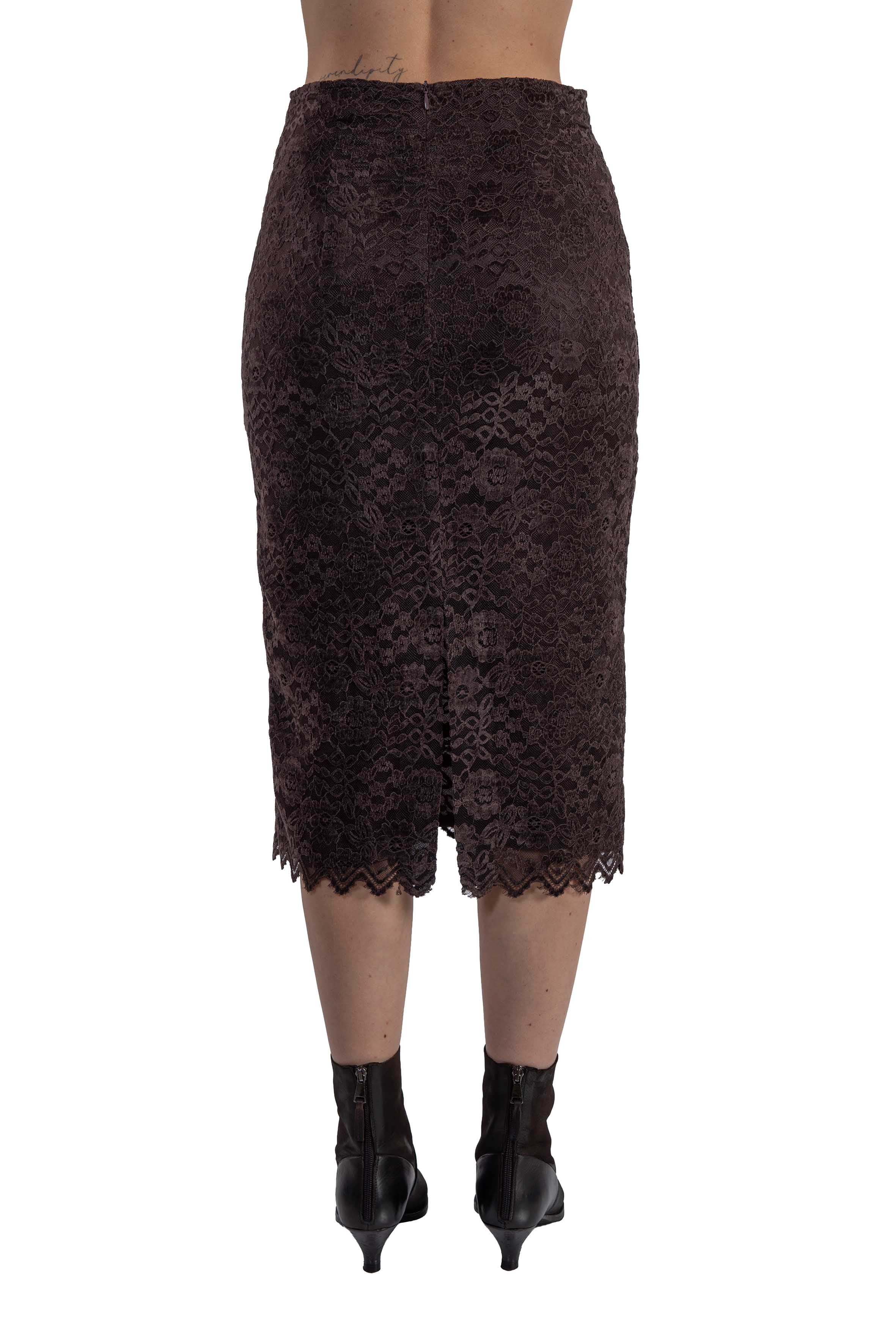 Gonna midi in pizzo marrone 4829 4449 MORO ALICE MILLER 