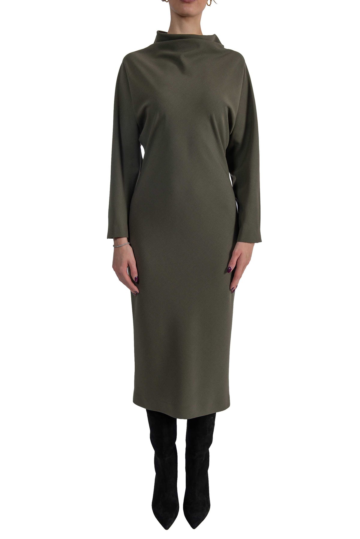 Abito collo lungo verde militare 4943 4443 MILITARE ALICE MILLER 