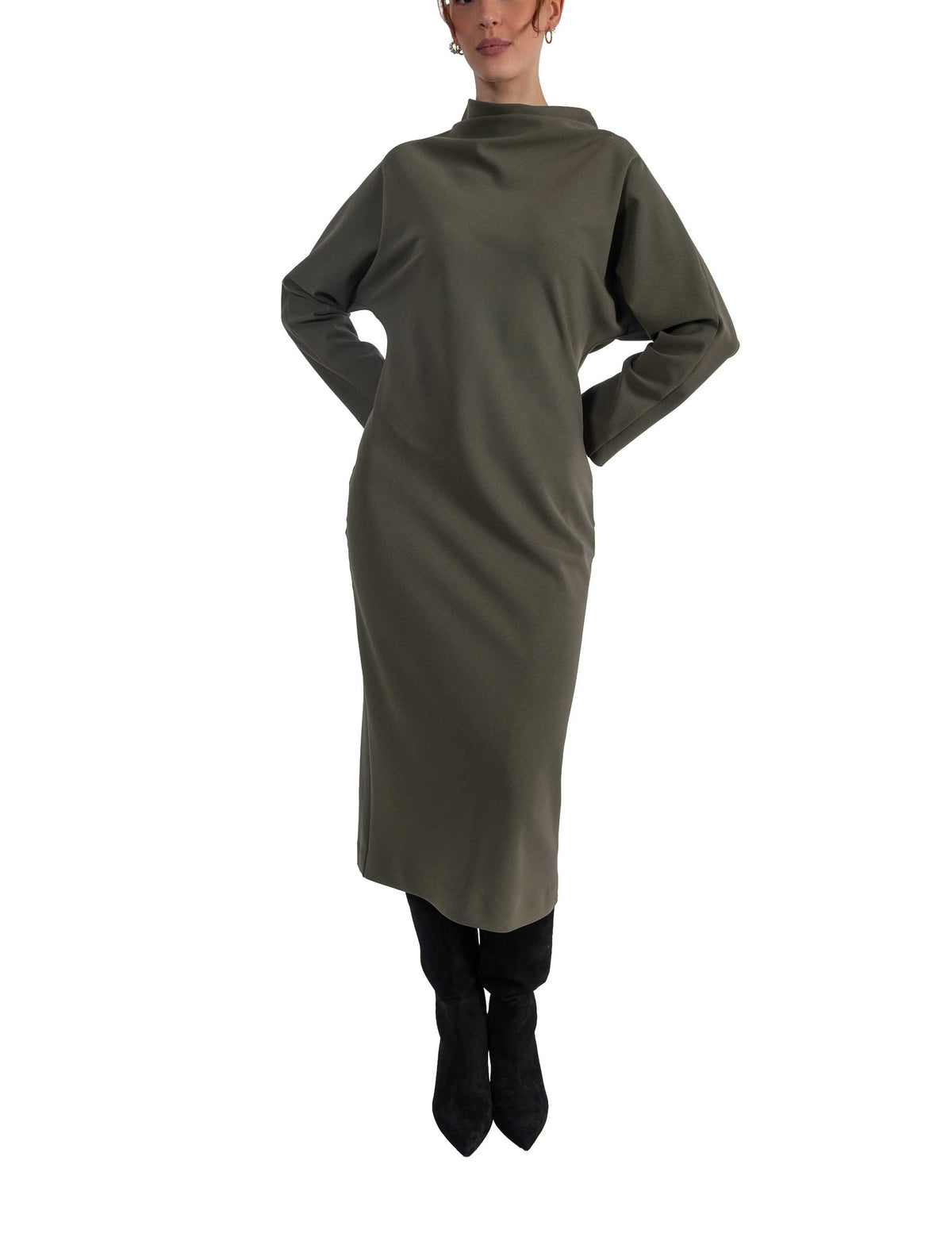 Abito collo lungo verde militare 4943 4443 MILITARE ALICE MILLER 