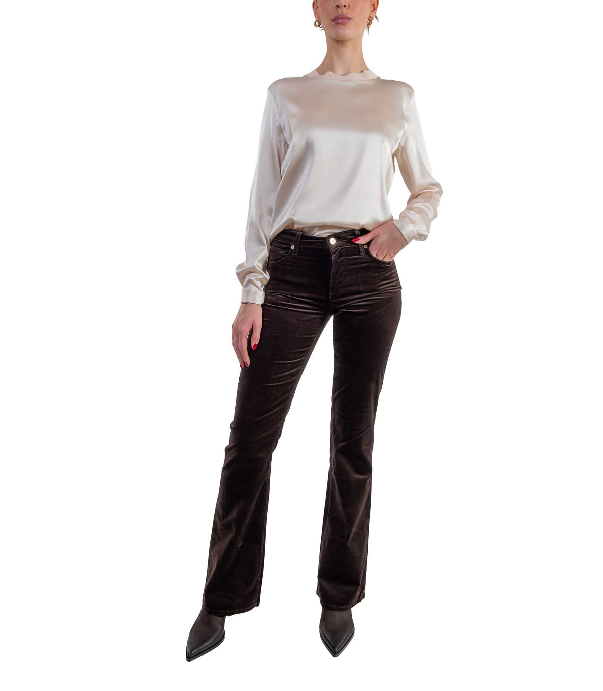 T-shirt a manica lunga in misto seta 5052 2094 CHAMPAGNE ALICE MILLER 