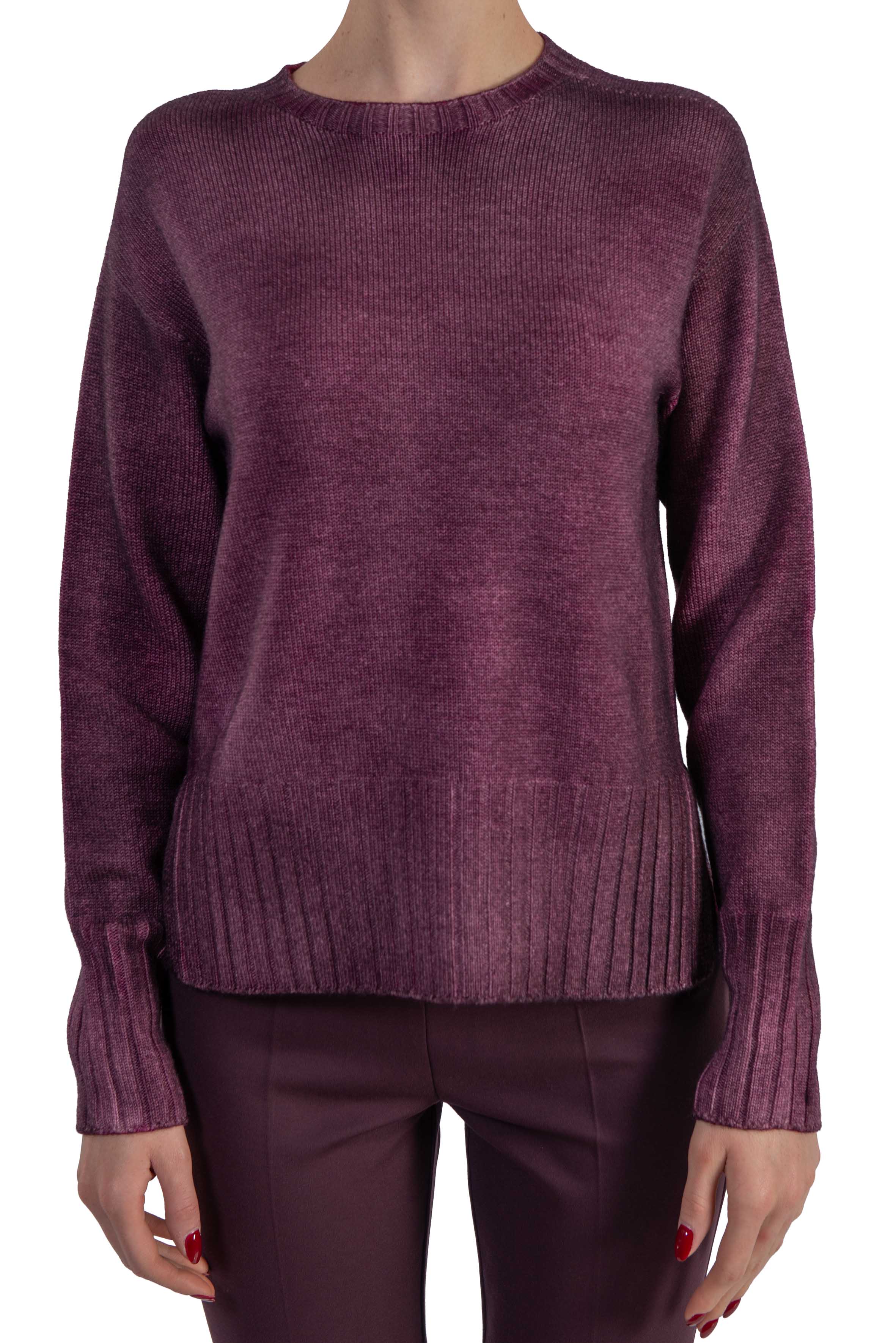 Maglia girocollo burgundy 3519 BURGUNDY ARROVESCIO 