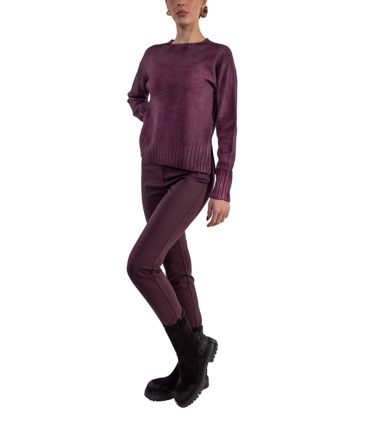 Maglia girocollo burgundy 3519 BURGUNDY ARROVESCIO 