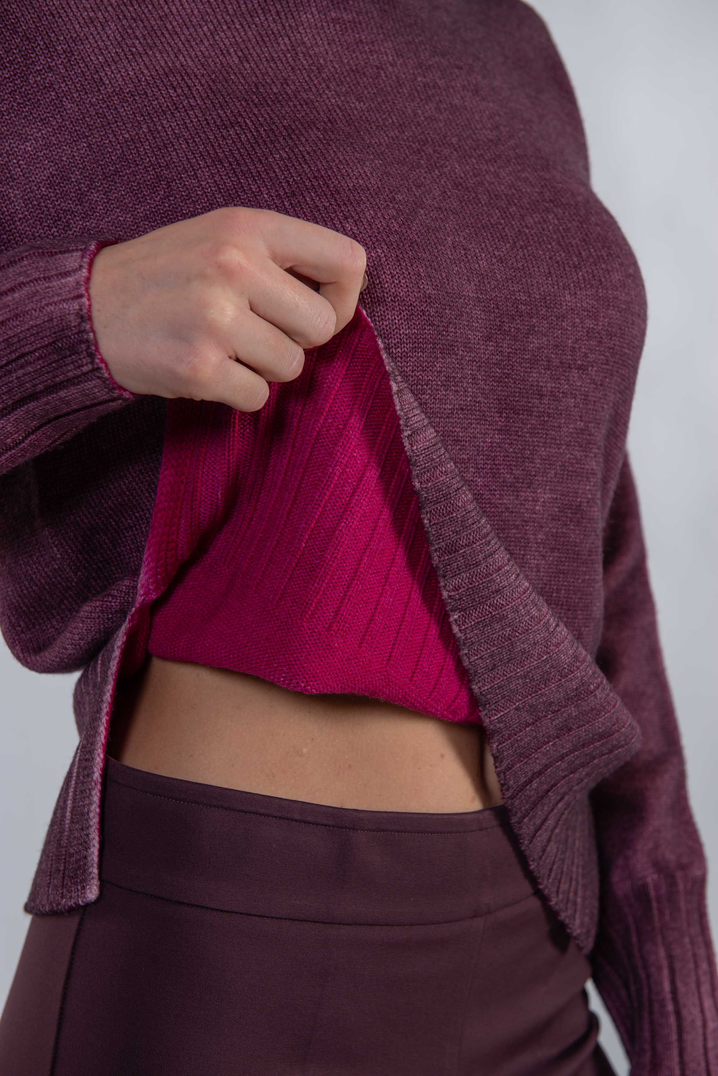 Maglia girocollo burgundy 3519 BURGUNDY ARROVESCIO 